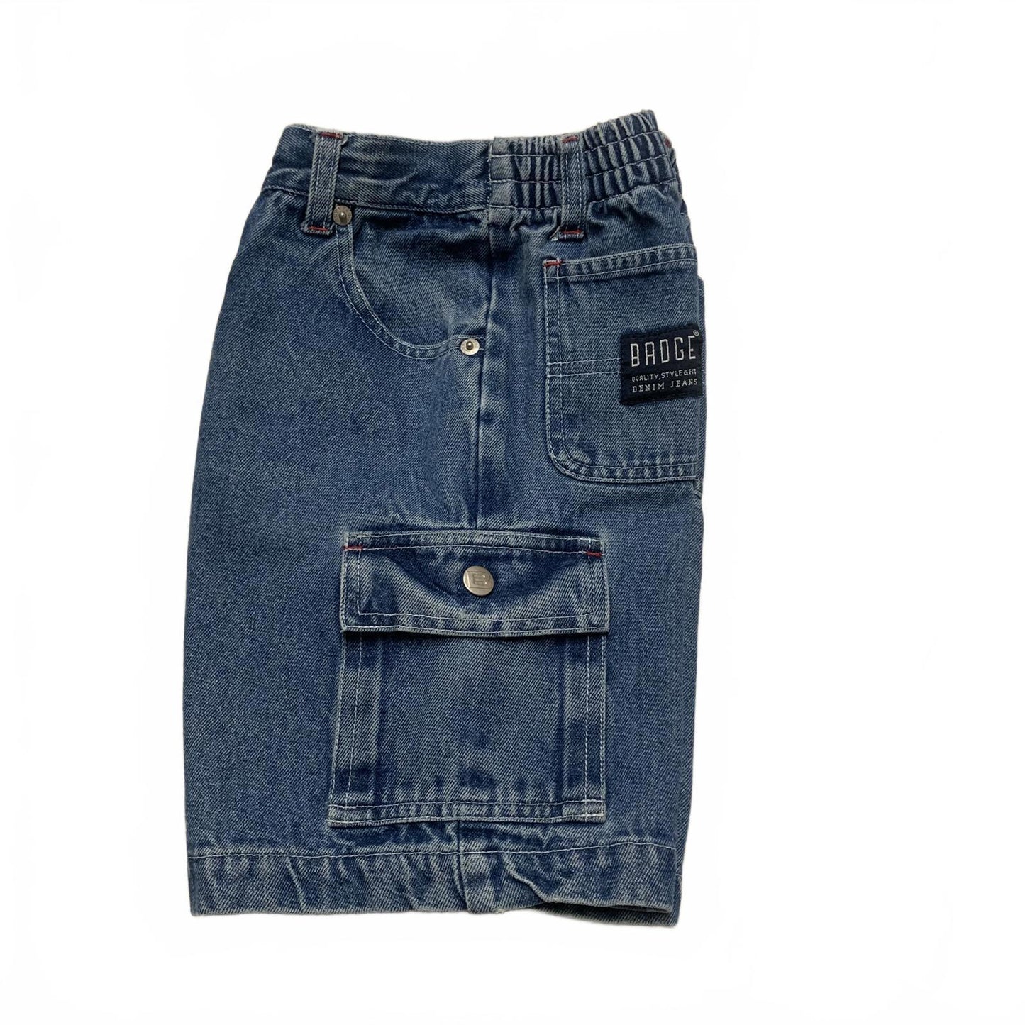 Badge Boys Jeans Sz 6 Blue Stretch Cargo Denim Shorts Cotton W21