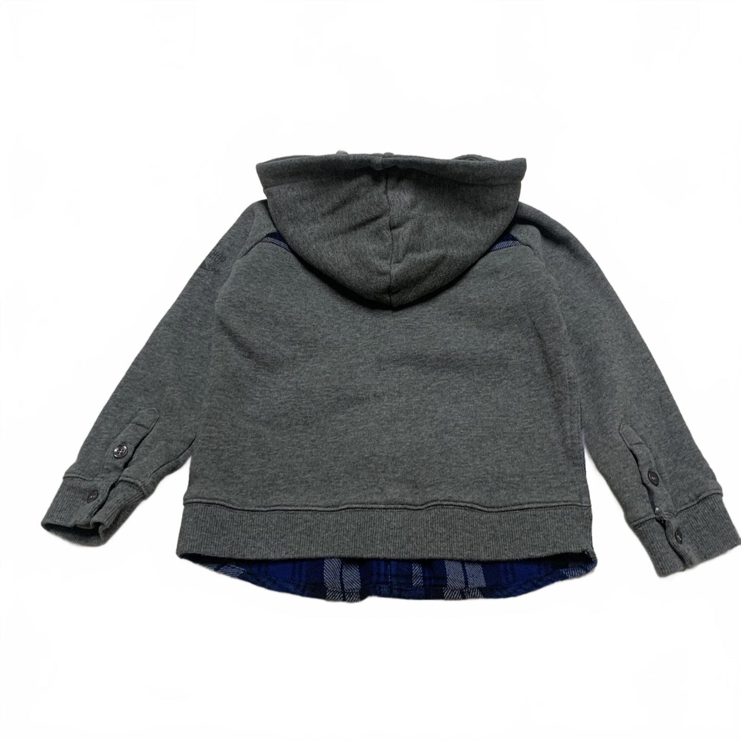 Brums Boys Size 5 Gray Blue Flannel Hooded Shirt Jacket Cotton