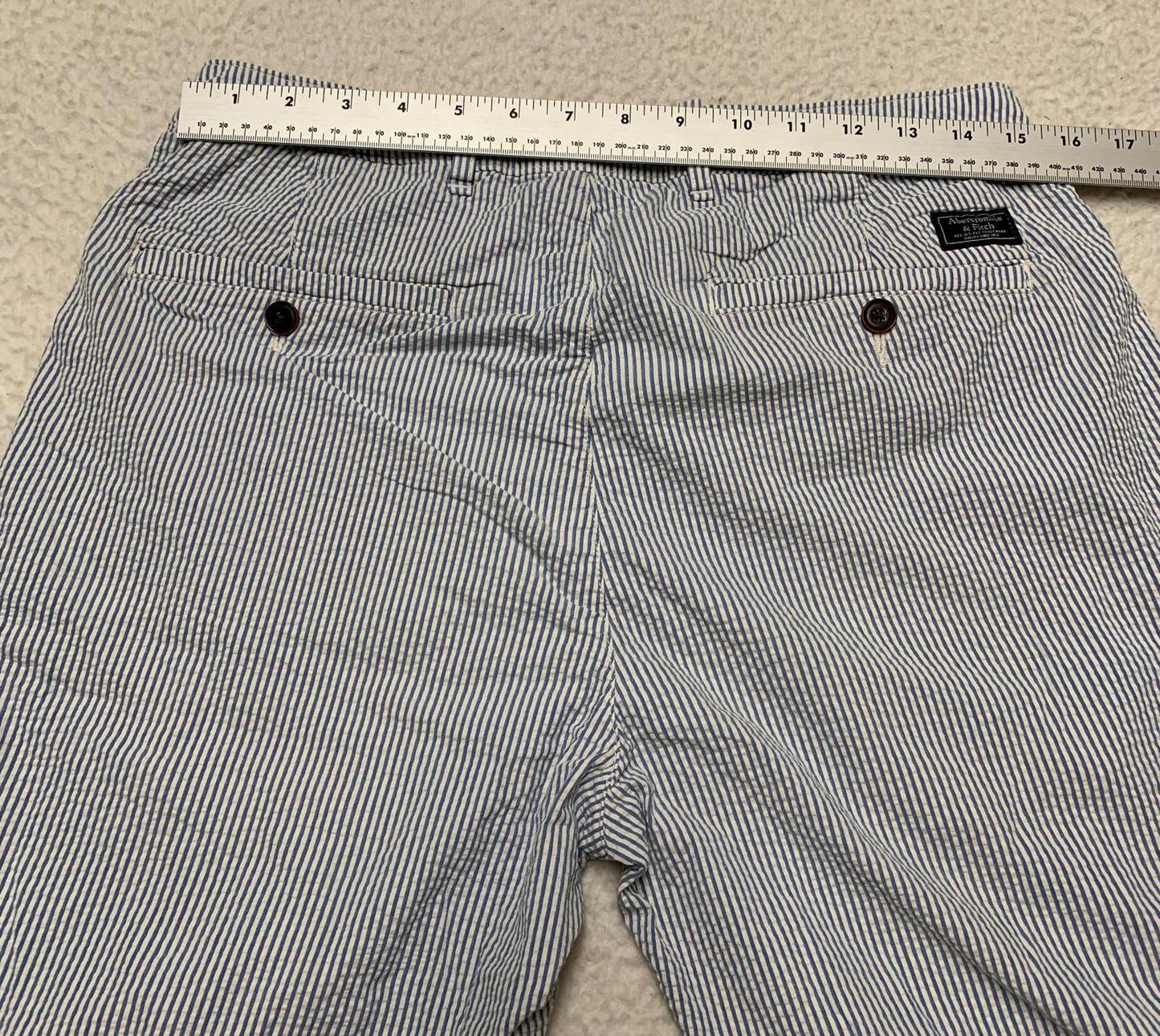 Abercrombie & Fitch Men's Sz 31 Blue White Striped Chino Shorts Nautical W30.5