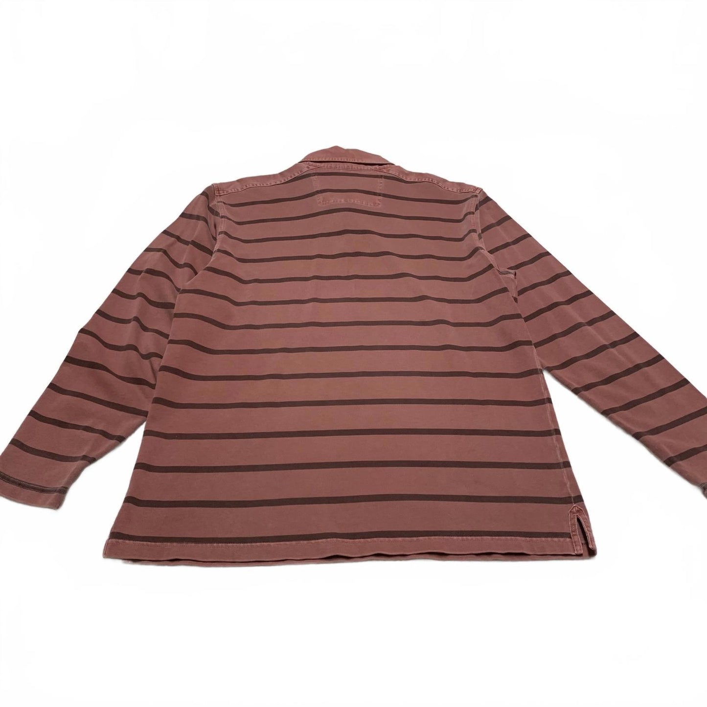 L.L. Bean Men's Size Large Rust Striped Long Sleeve Polo Shirt