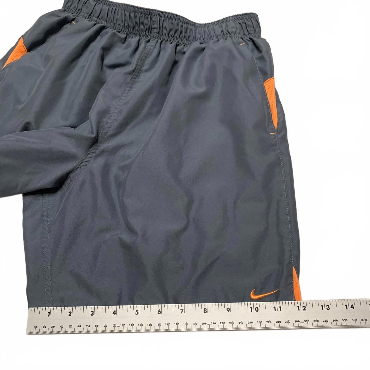 Nike Men's Athletic Shorts M Gray Orange Accents Running Shorts Sports