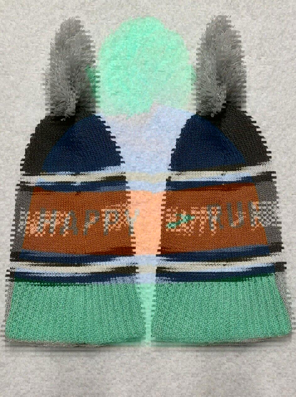 Brooks Heritage Run Happy Unisex Hat Pom Pom Beanie Sportswear Winter Ski OSFA