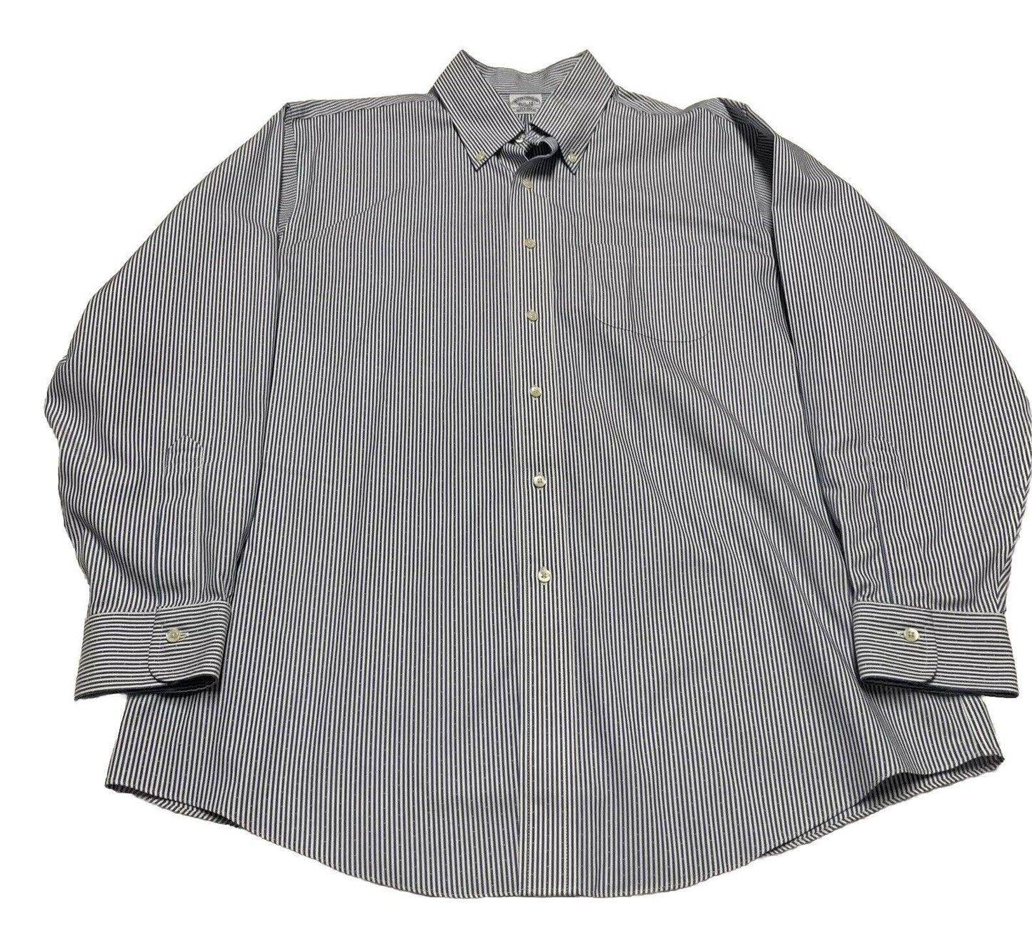 Brooks Brothers Regent Shirt Mens 16 1/2 - 34 Blue Striped Long Sleeve Non-Iron