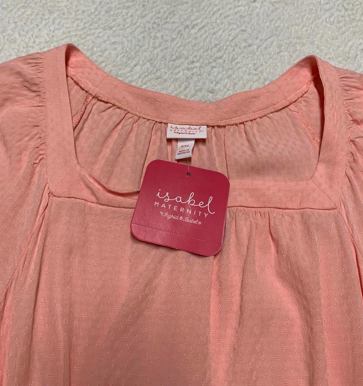 Isabel Maternity Women's Size XXL Peachy Pink Peasant Shirt