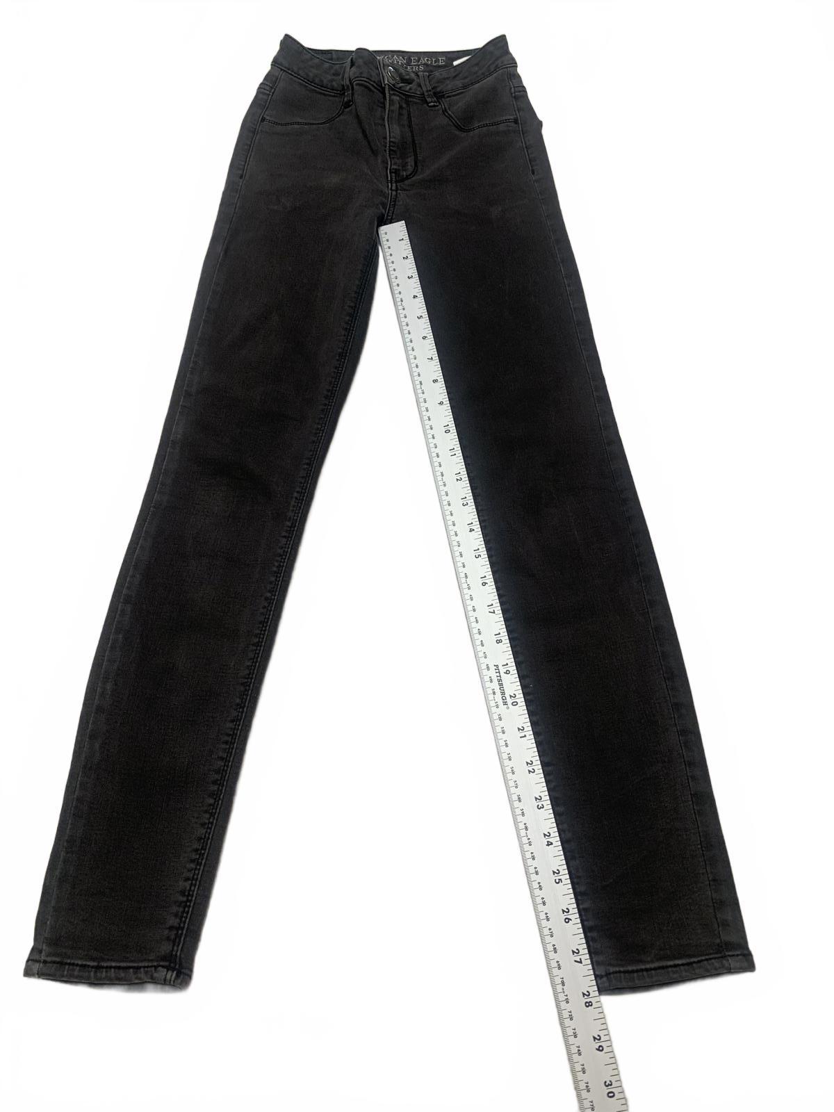 American Eagle Outfitters Women's Jeans Sz 00 Off Black Skinny Stretch 22 x 28