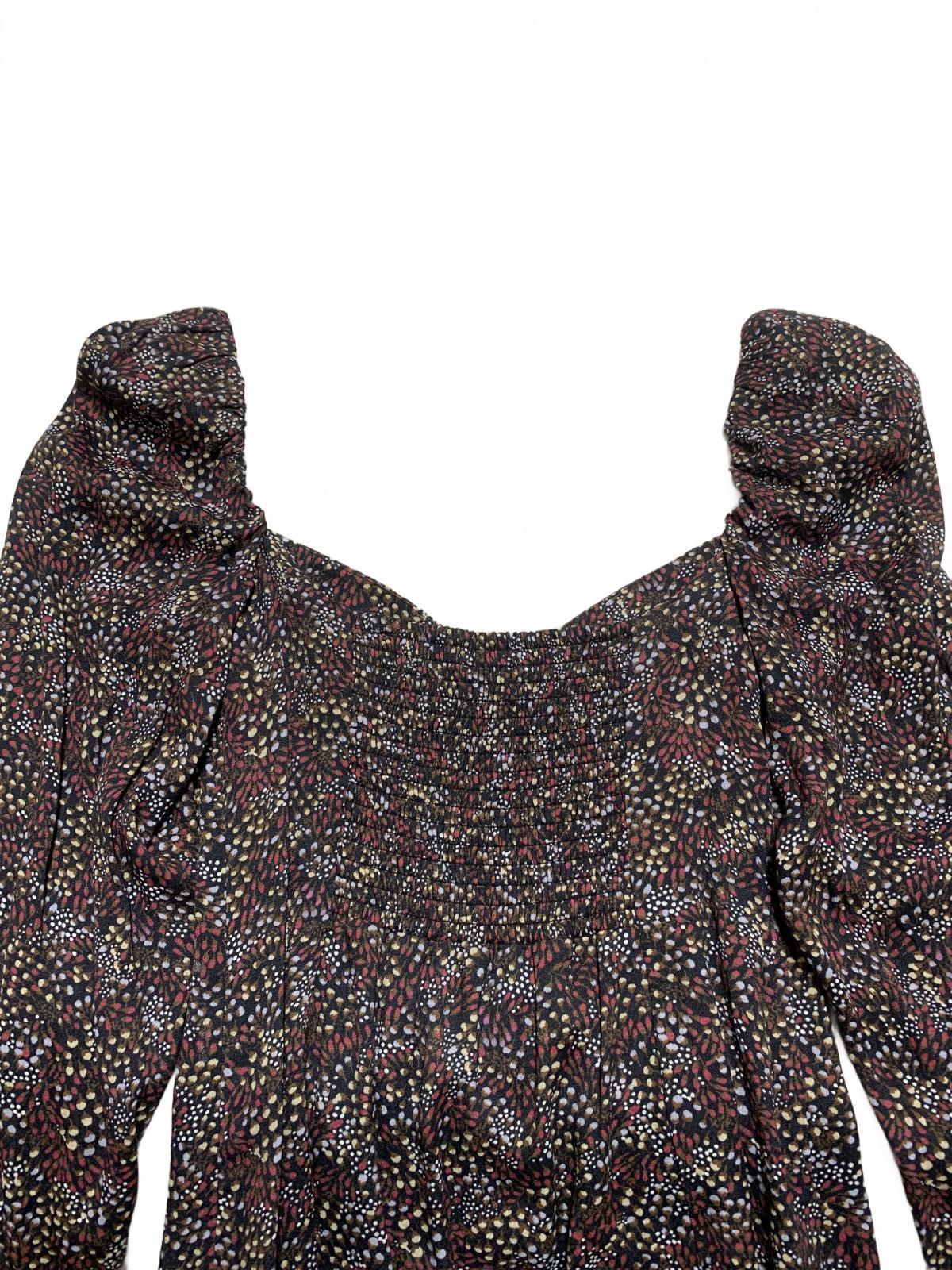 Wilfred Womens Size 8 Floral Pattern Long Sleeve Dress Puff Shoulders