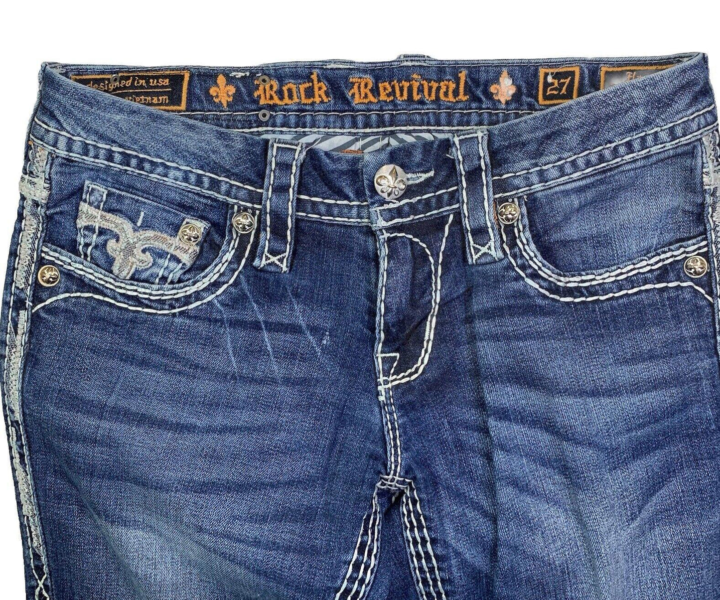 Rock Revival Women's Jeans Size 27 Bold Stitch Cowboy Pocket