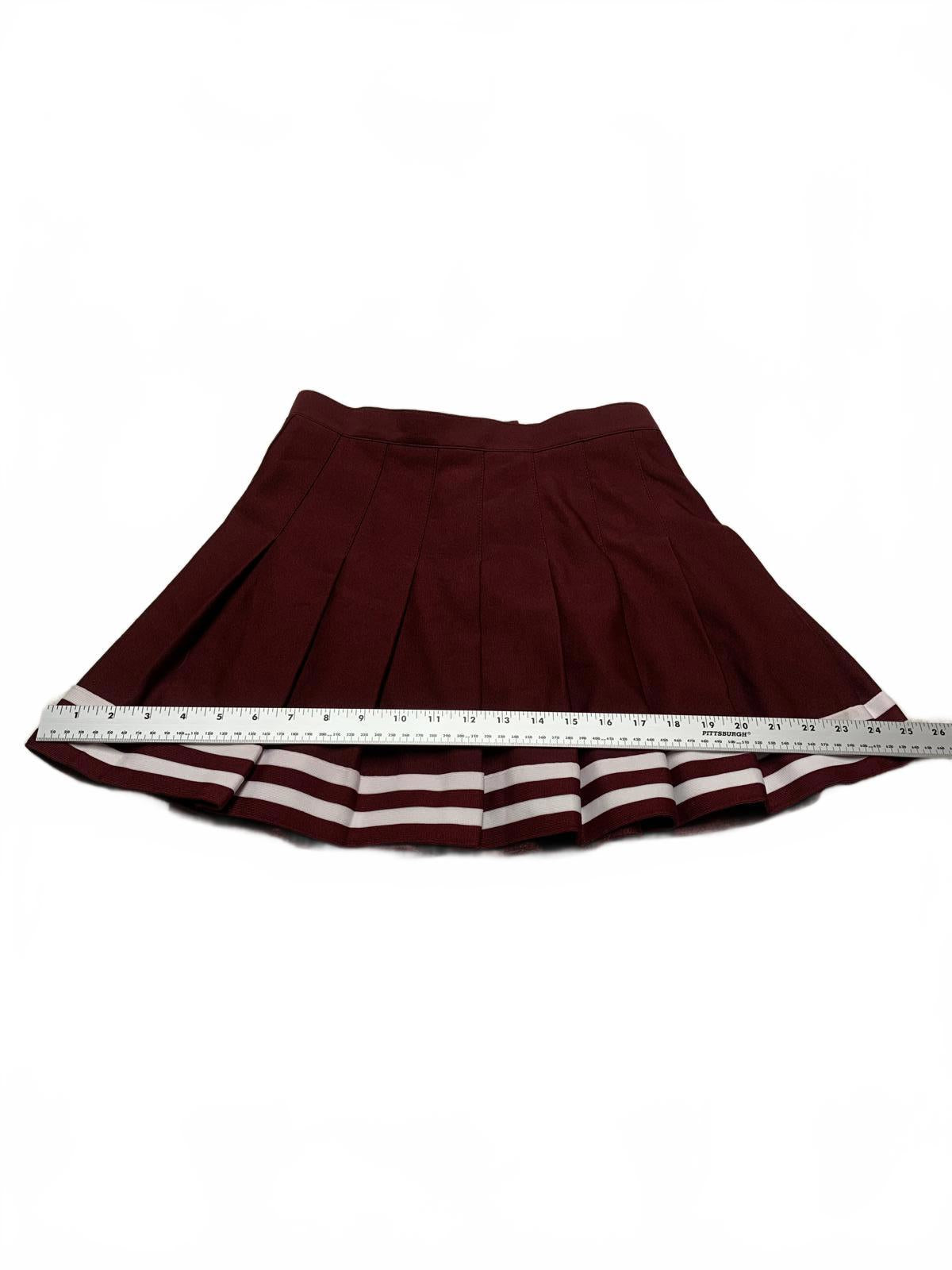 VTG Chasse Women's Adult 6 S Burgundy Pleated Skirt White Stripes Cheerleader