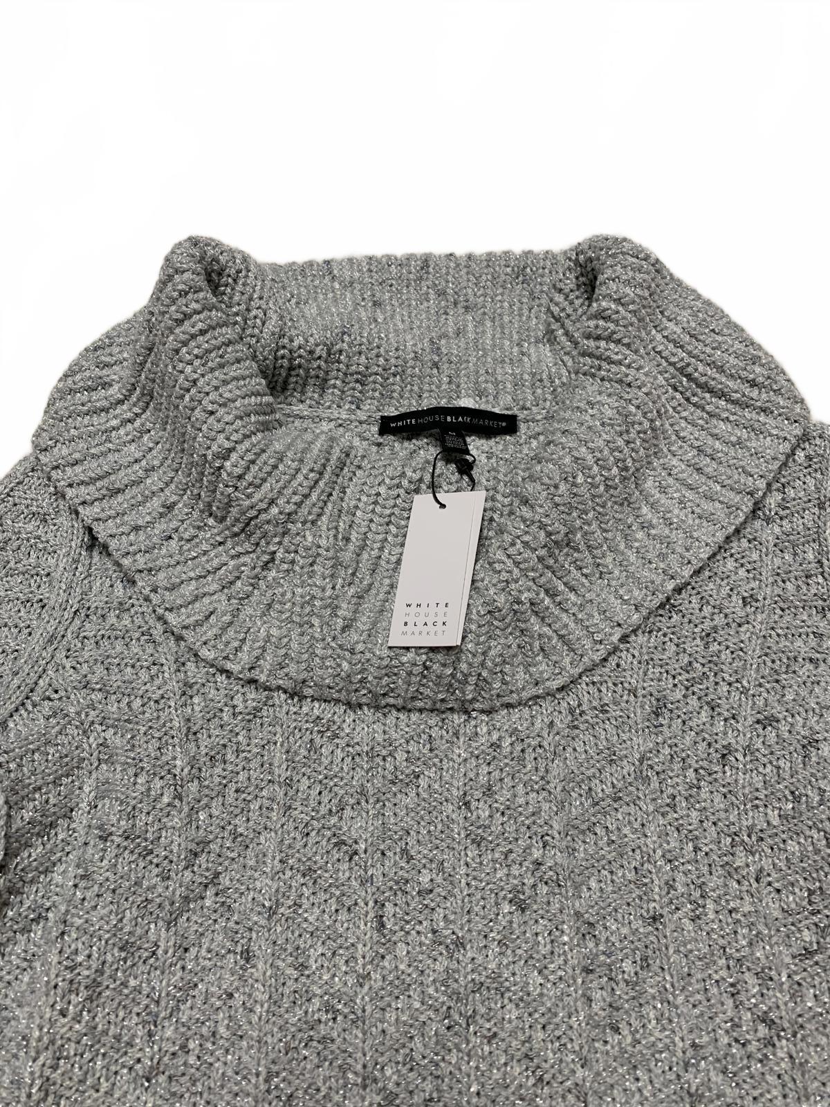 White House Black Market Womens Size Medium Gray Cable Knit Sweater Cowl Neck