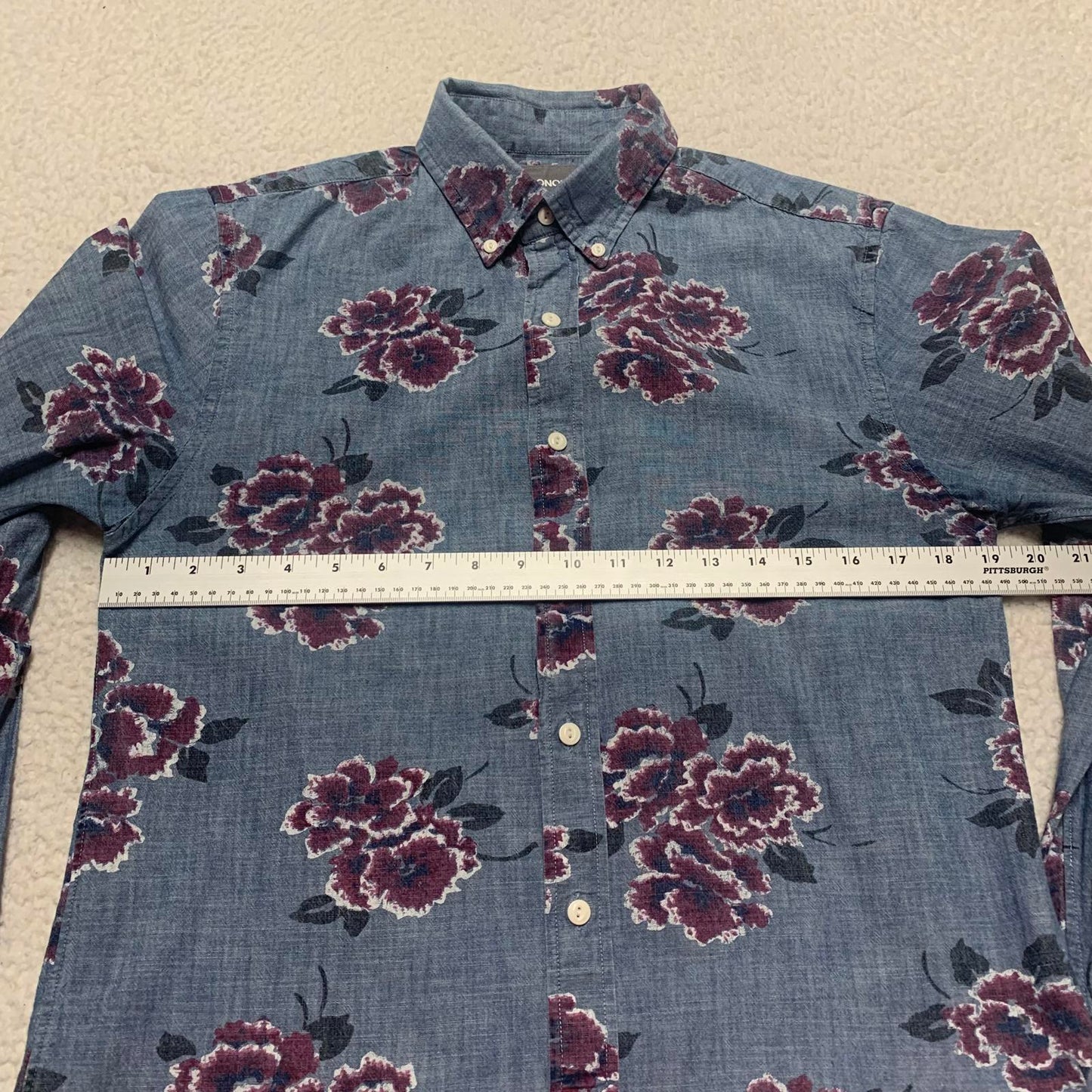Bonobos Womens Size Small Denim Floral Print Button-Up Shirt