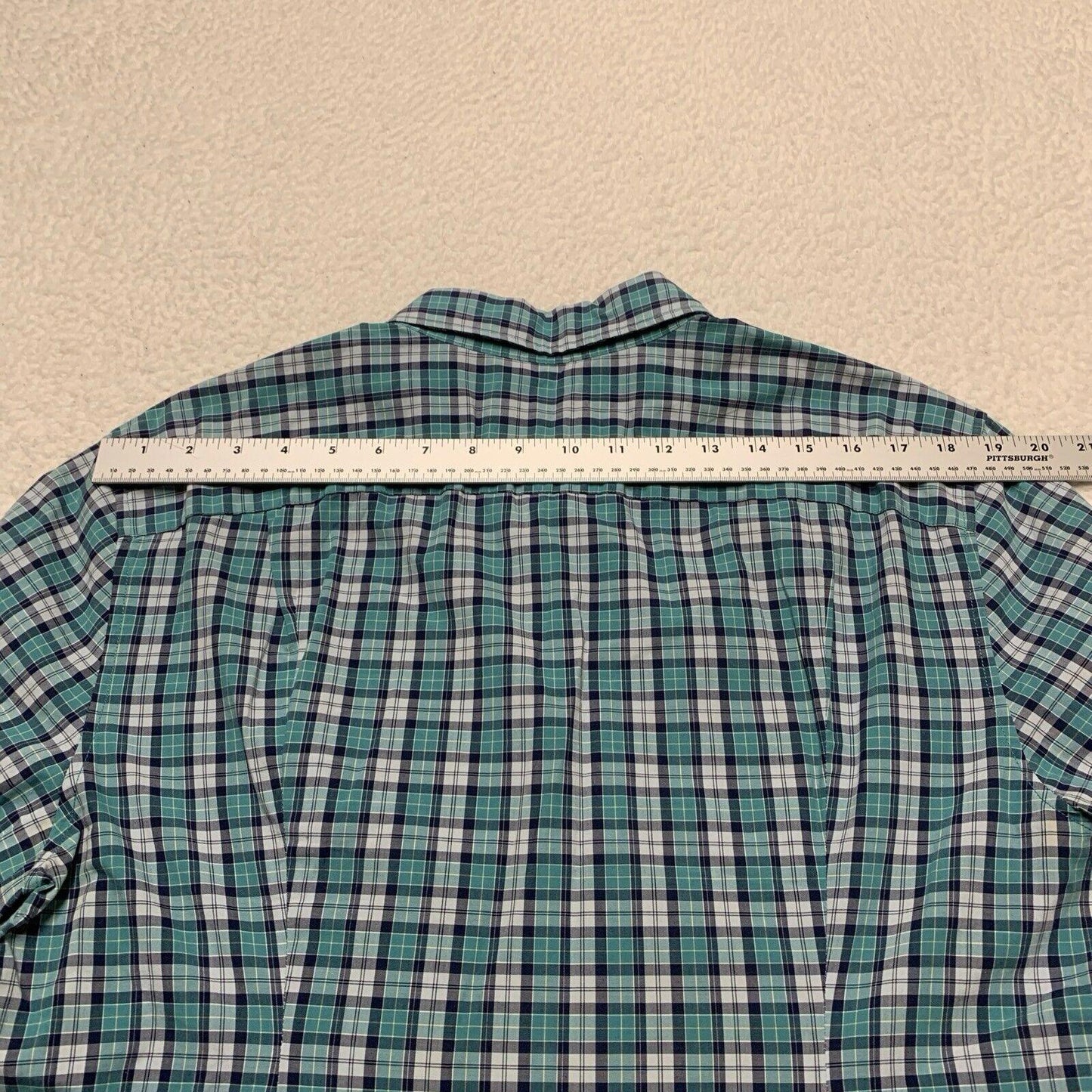 American Eagle Women’s Size Large Teal Blue Button up Shirt Plaid Long Sleeve