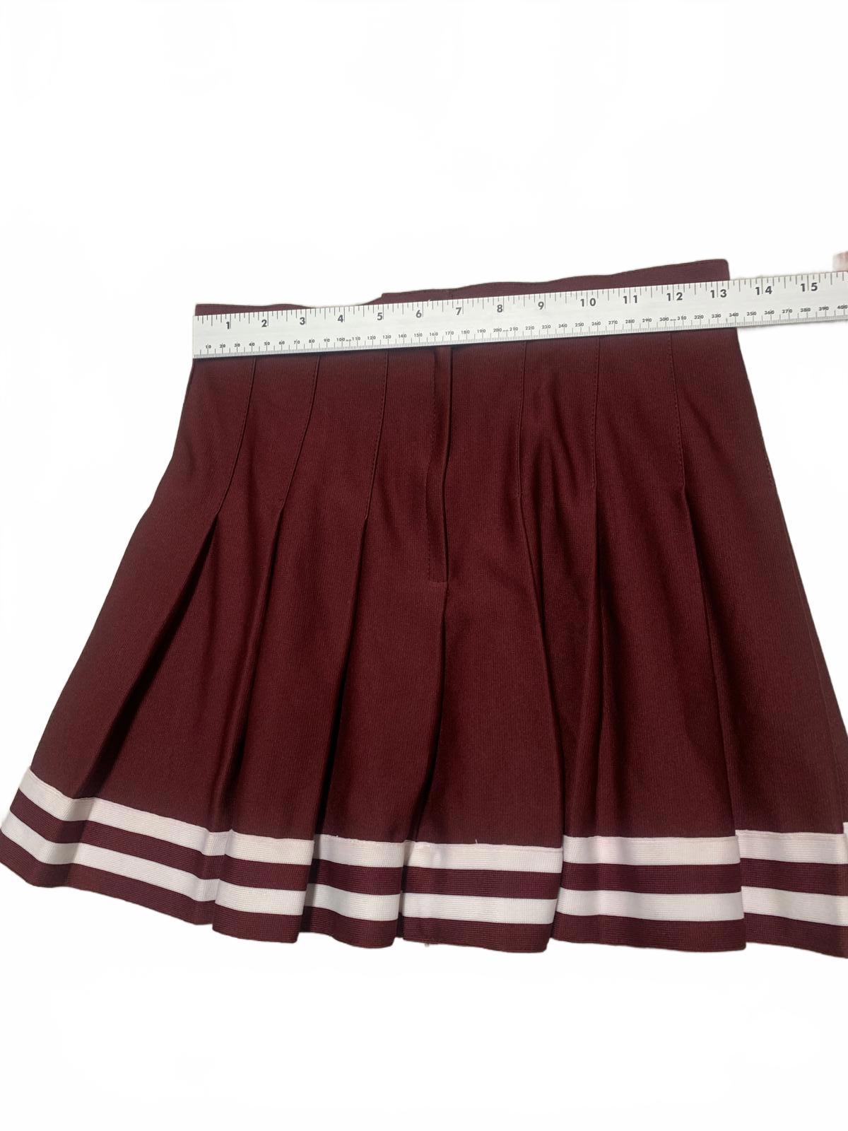 VTG Chasse Women's Adult 6 S Burgundy Pleated Skirt White Stripes Cheerleader