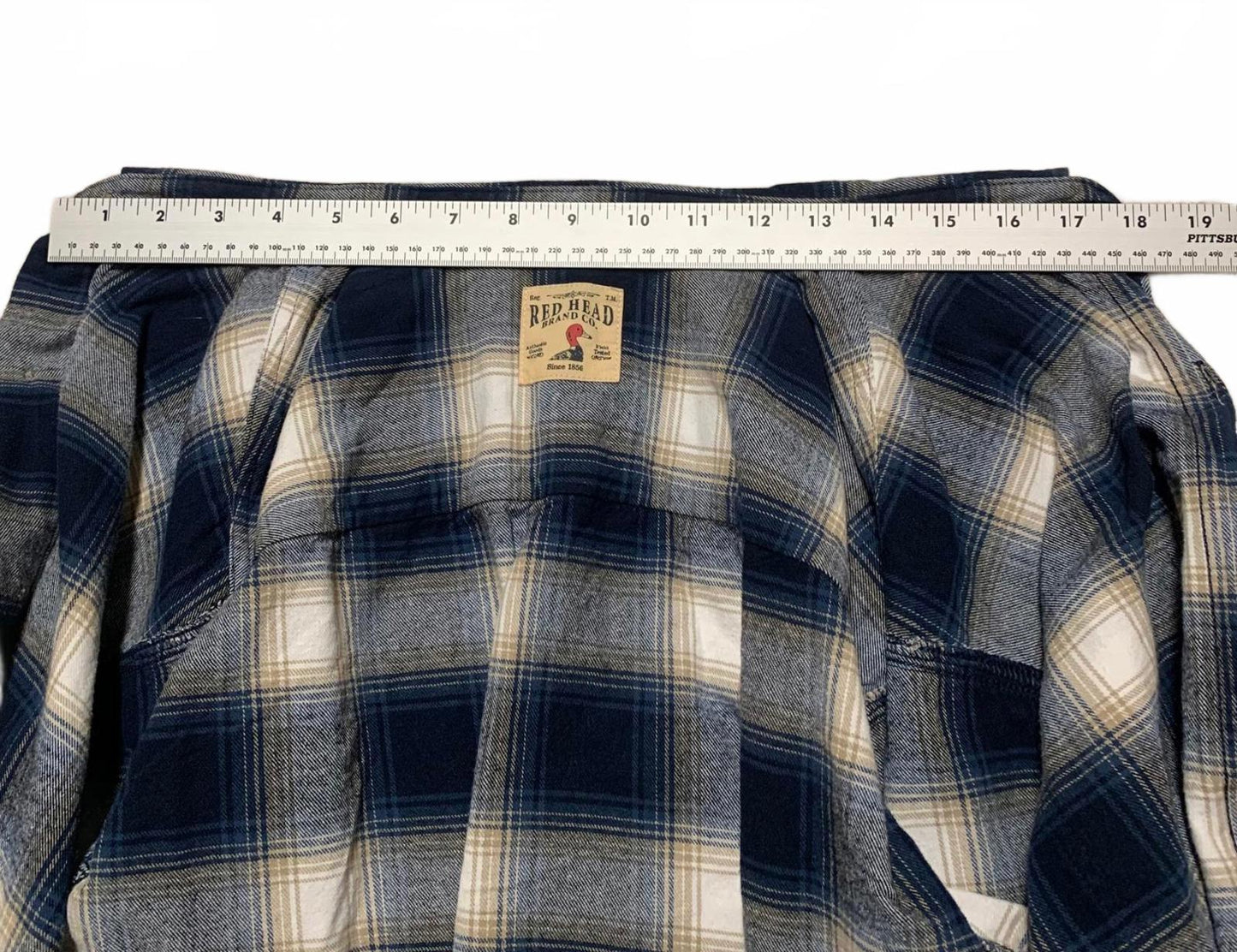 Red Head Brand Co. Men's Sz Large Blue Plaid Flannel Shirt Cotton
