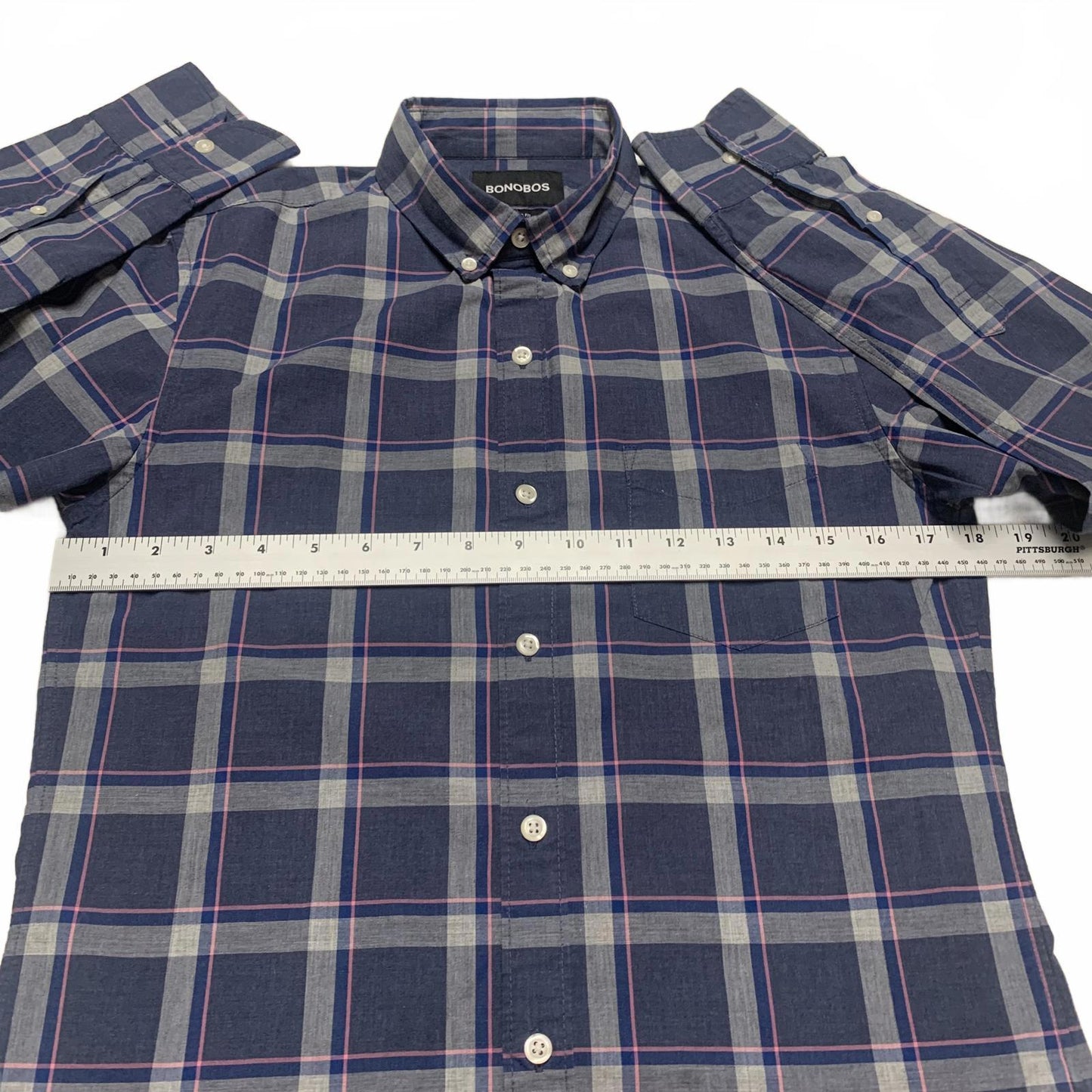 Bonobos Men's Size Small Blue Tailored Fit Plaid Shirt