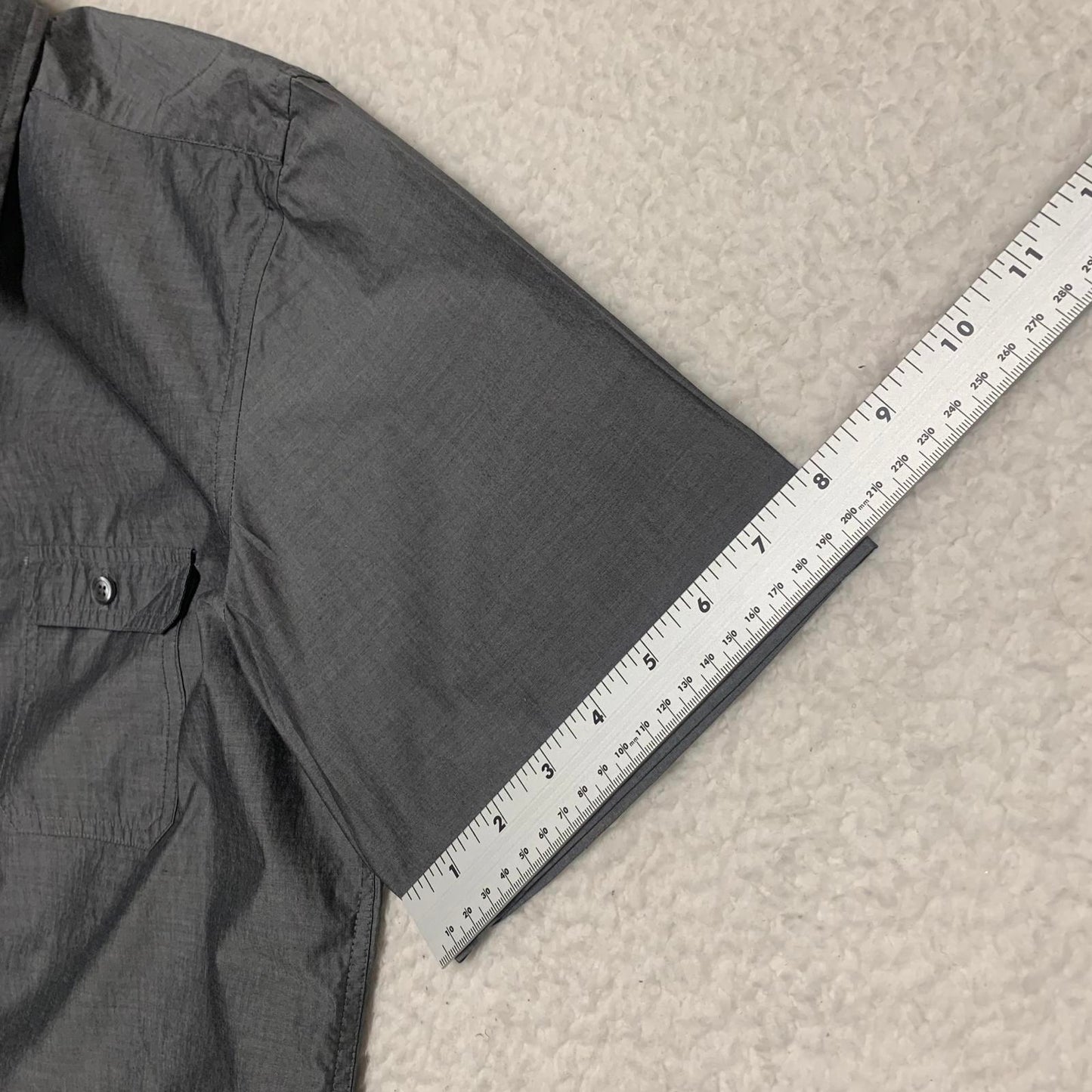 Alfani Men's Large Gray Slim Fit Short Sleeve Button-Up Shirt