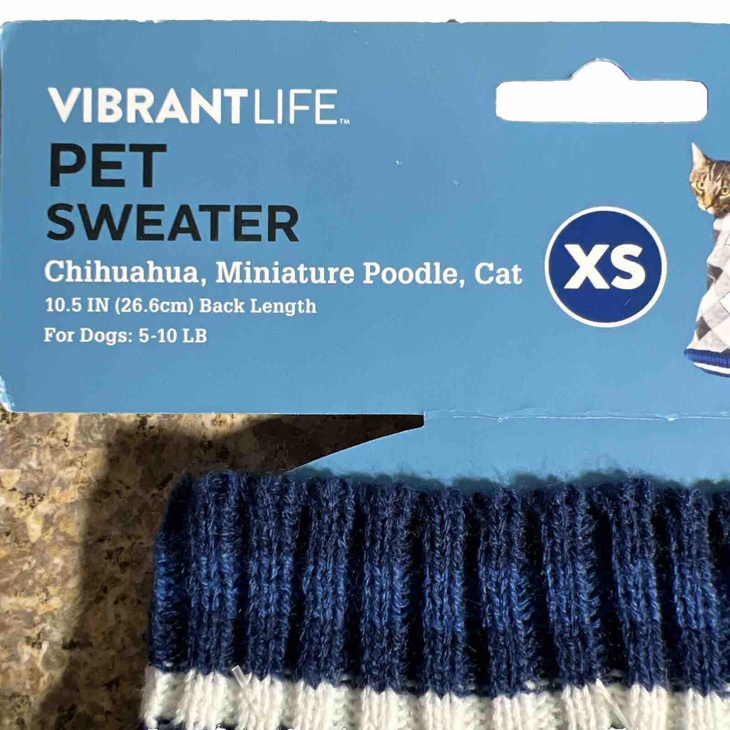 Acrylic Dog Sweater XS Extra Small Pet Dog Cat Plaid MAMAS BOY Blue White Gray