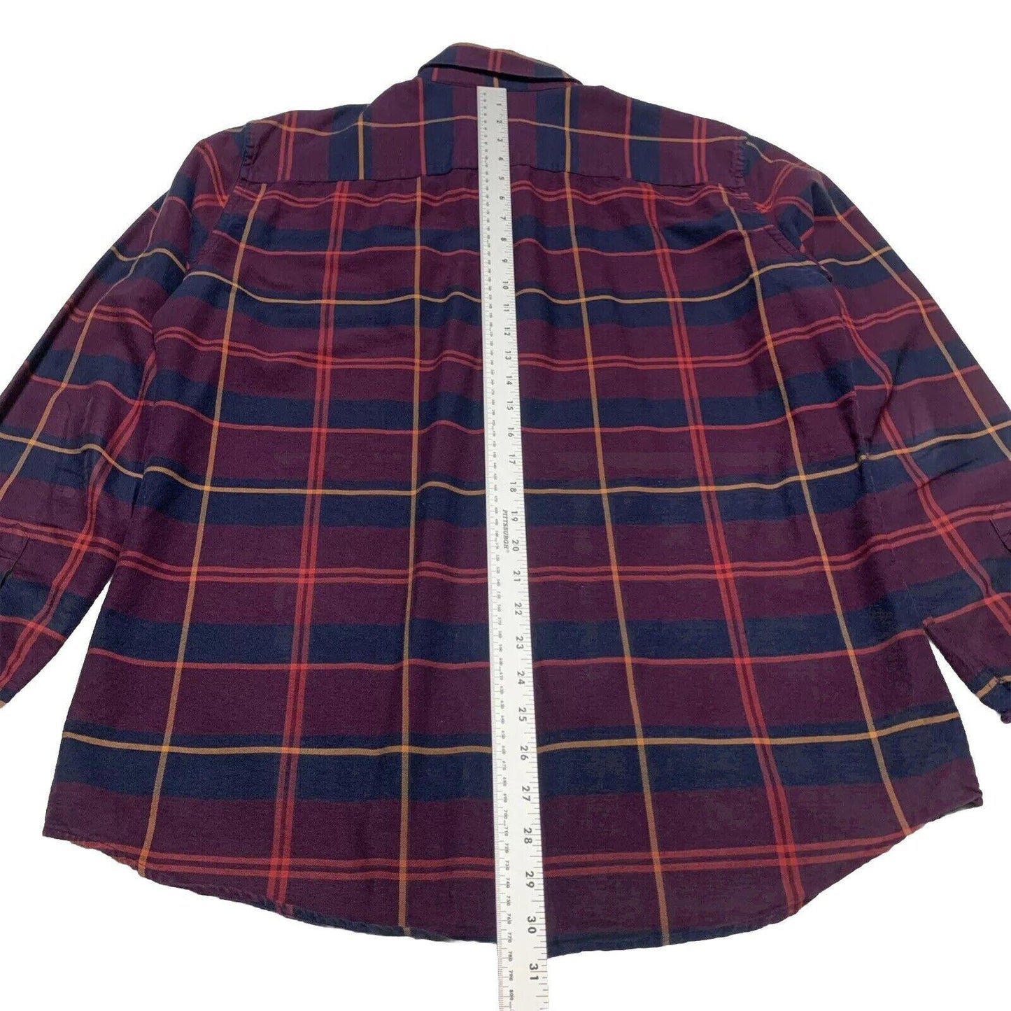H&M Mens Large 16 1/2” Navy Burgundy Long Sleeve Button Shirt Premium Cotton