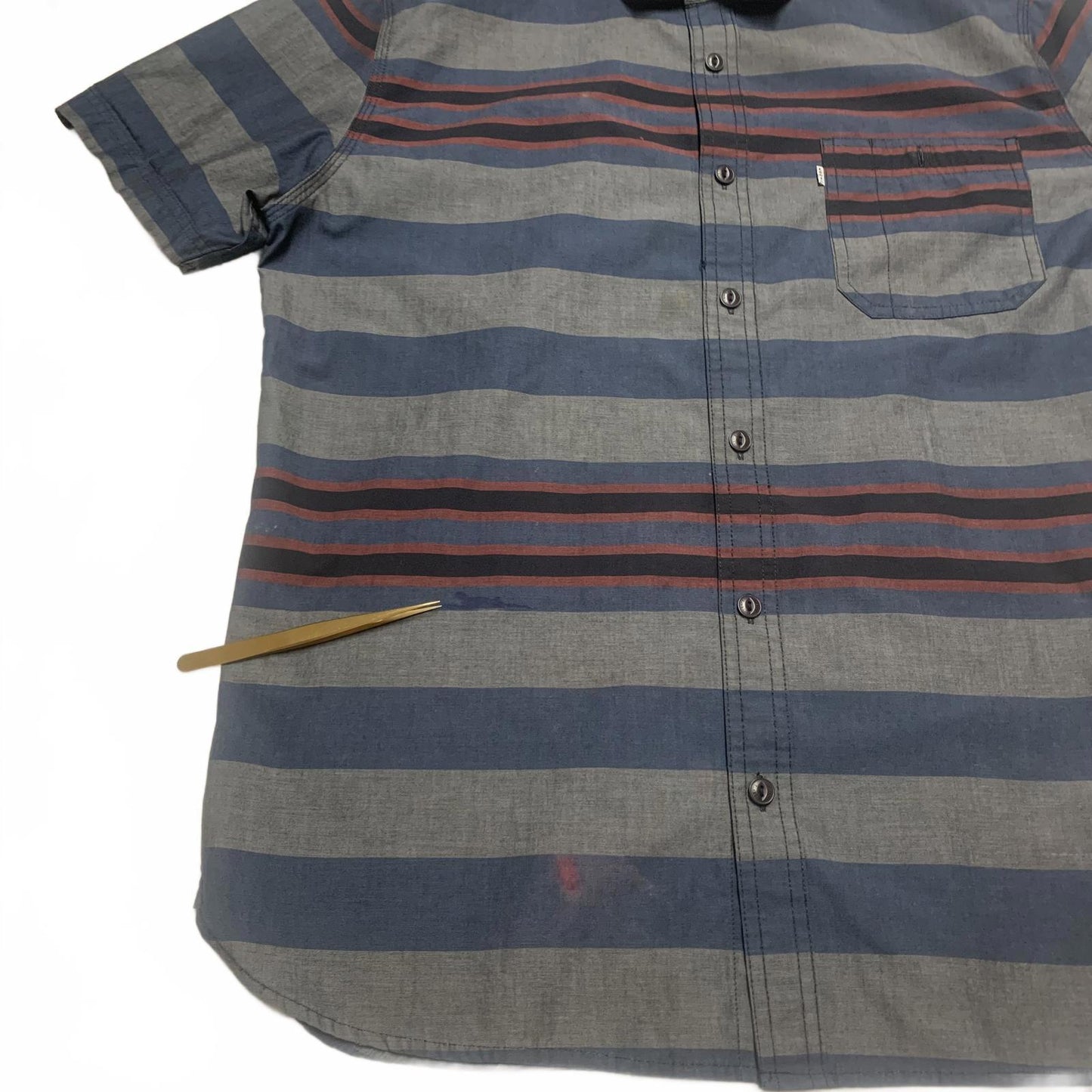 Levis Mens Size Large Blue Gray Striped Short Sleeve Shirt