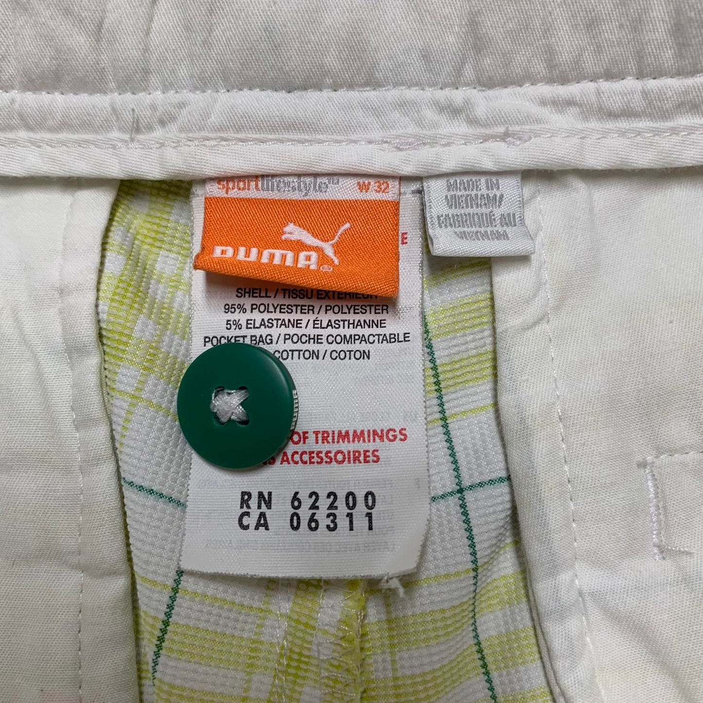 Cobra Puma Golf Mens Sz W 32 Green Plaid Summer Shorts W33.5