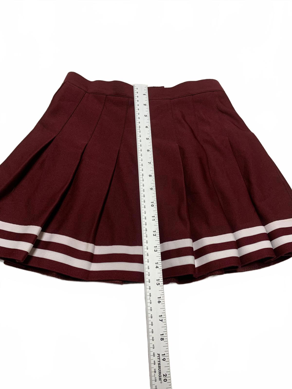 VTG Chasse Women's Adult 6 S Burgundy Pleated Skirt White Stripes Cheerleader