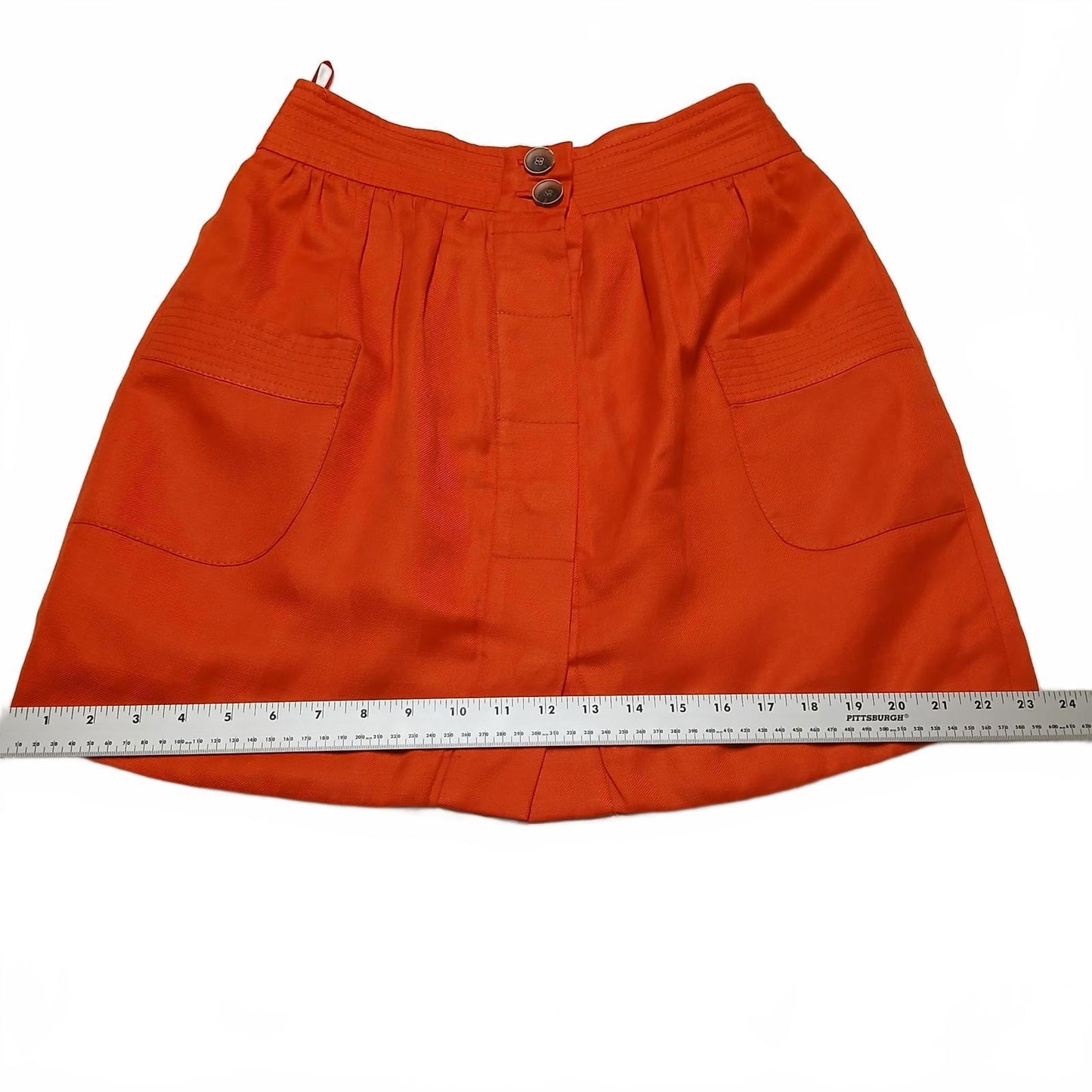 J. Crew Womens Size 4 Orange Button-Front Skirt Pockets W30.5