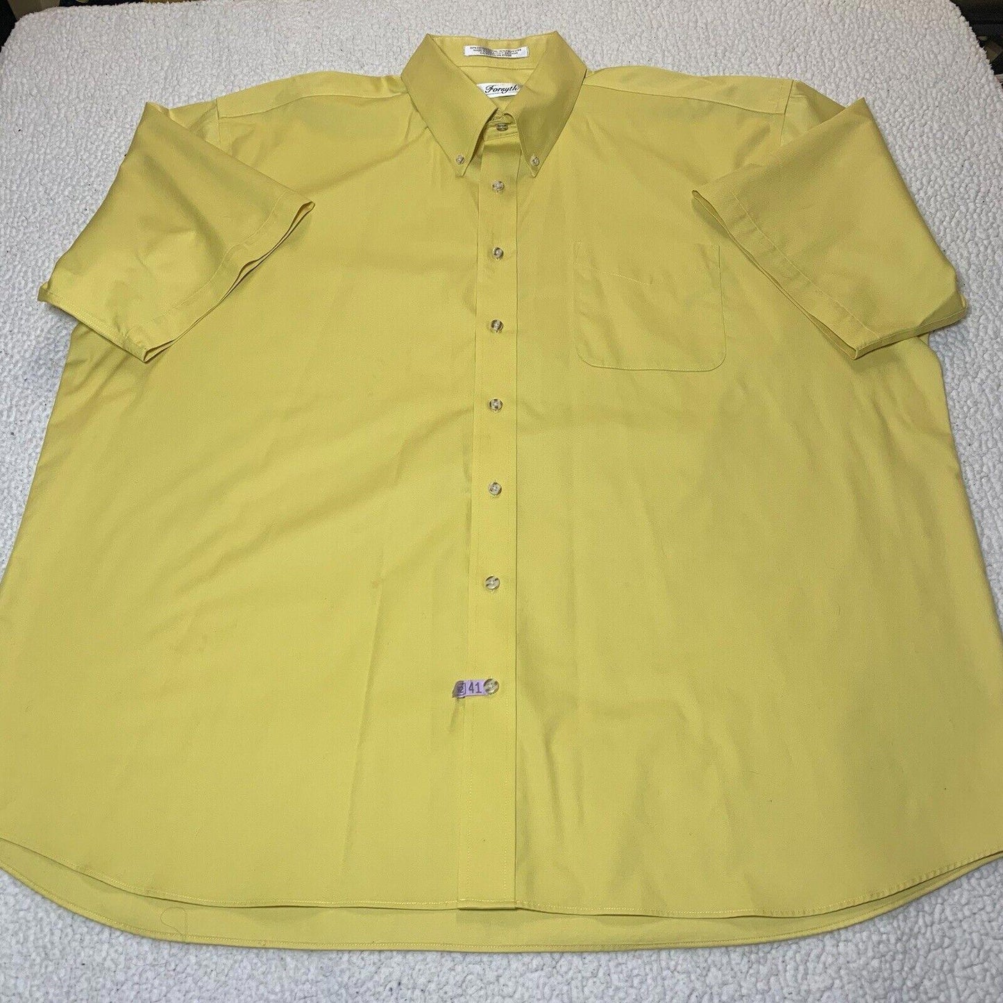 Forsyth Men’s Shirt 3XL Button Short Sleeve Canary Yellow
