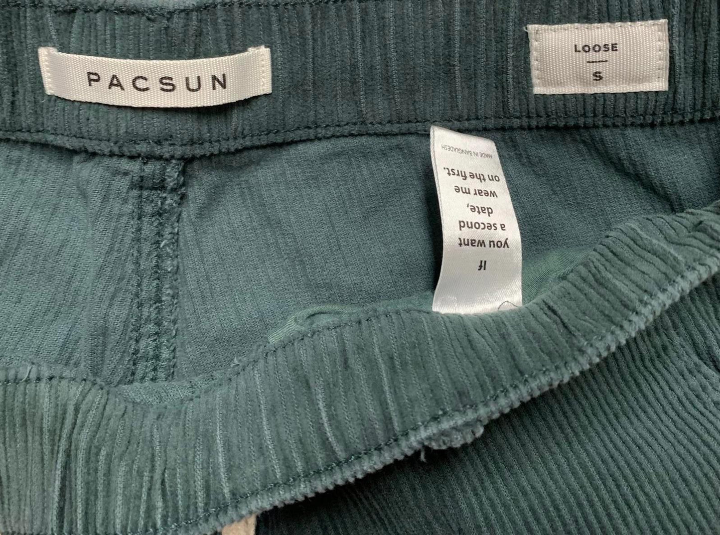 Pacsun Women's Size S Green Loose Fit Elastic Waist Corduroy Pants 30 X 28.75