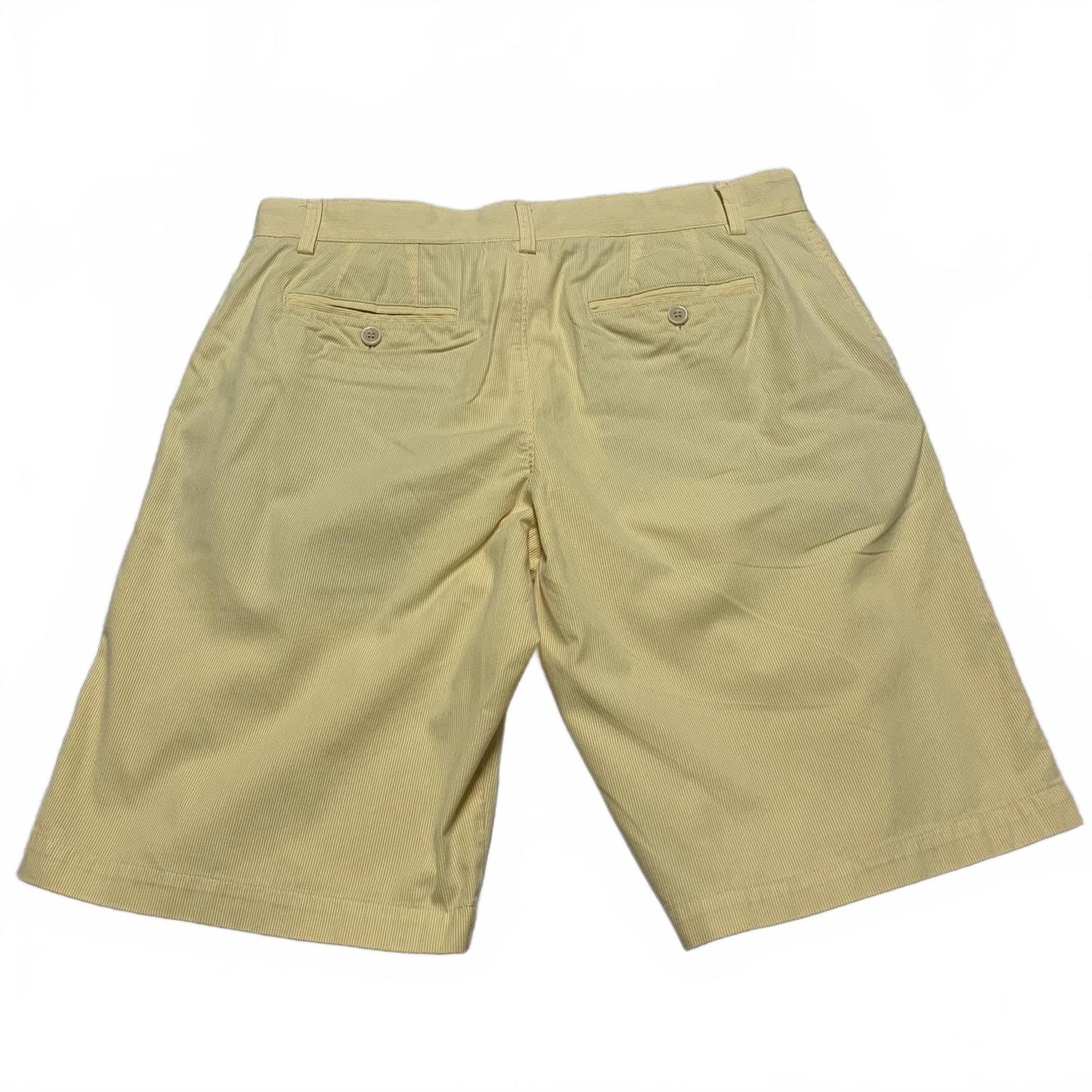 Banana Republic Mens Sz 32 Yellow PinStriped chino Shorts W34 Cotton