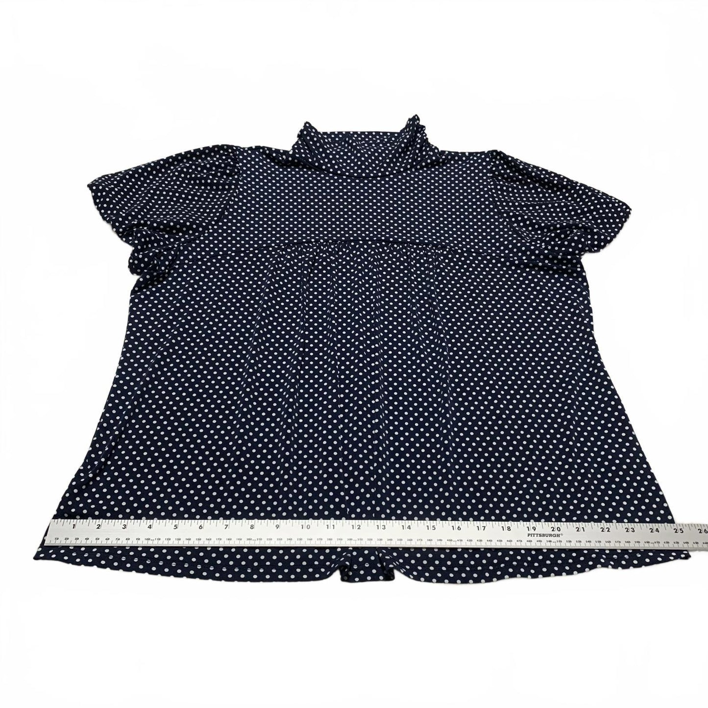 Dressbarn Women's Size 3X Navy White Polka Dot Blouse USA