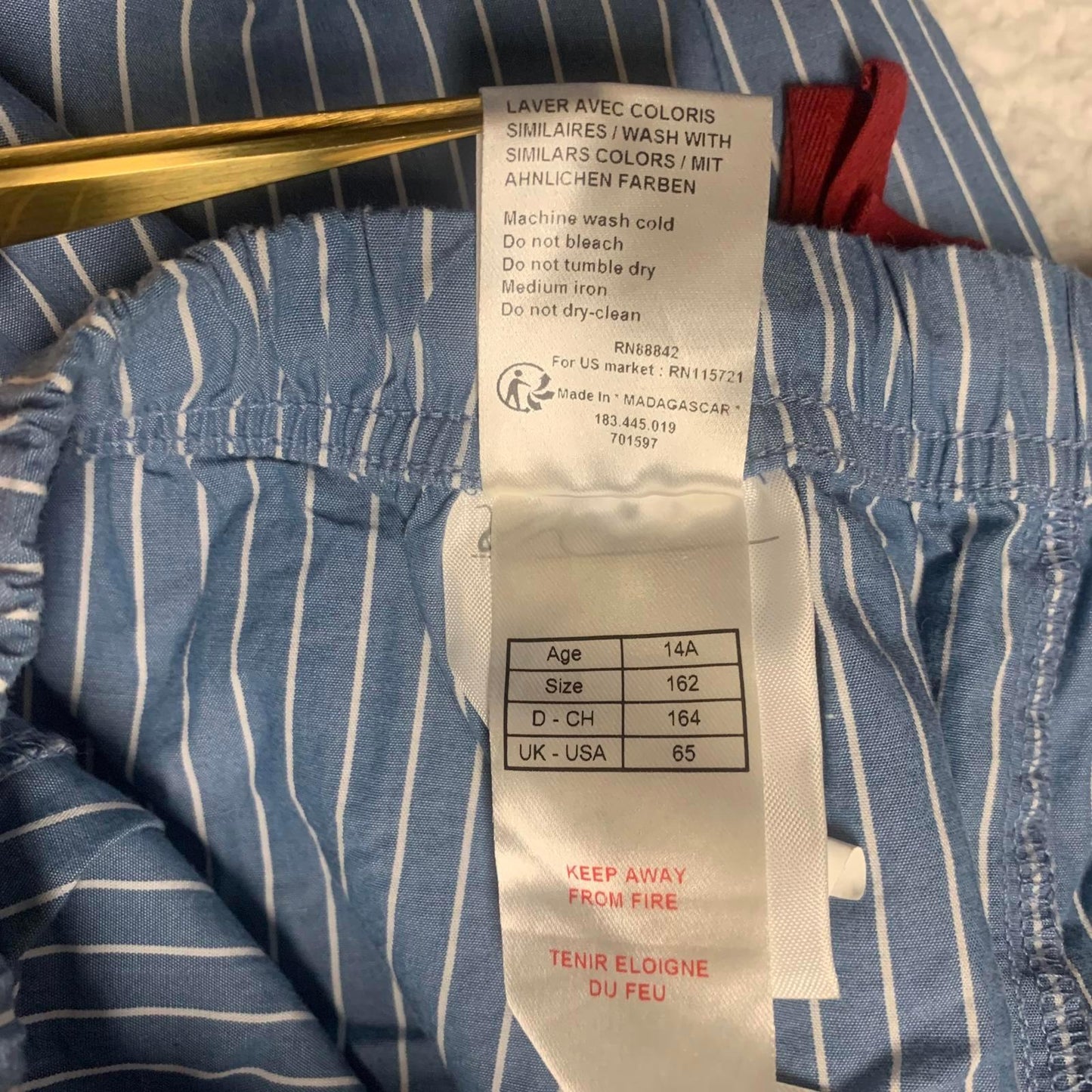 Cyrillus Paris Boys Sz 14A Blue Striped Lounge Pants Pajamas Cotton W25.5x29L