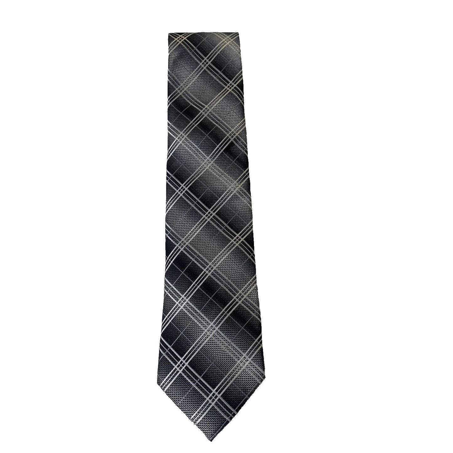 Valerio Garati Men's Tie Gray Black White Plaid Neck Tie Classic