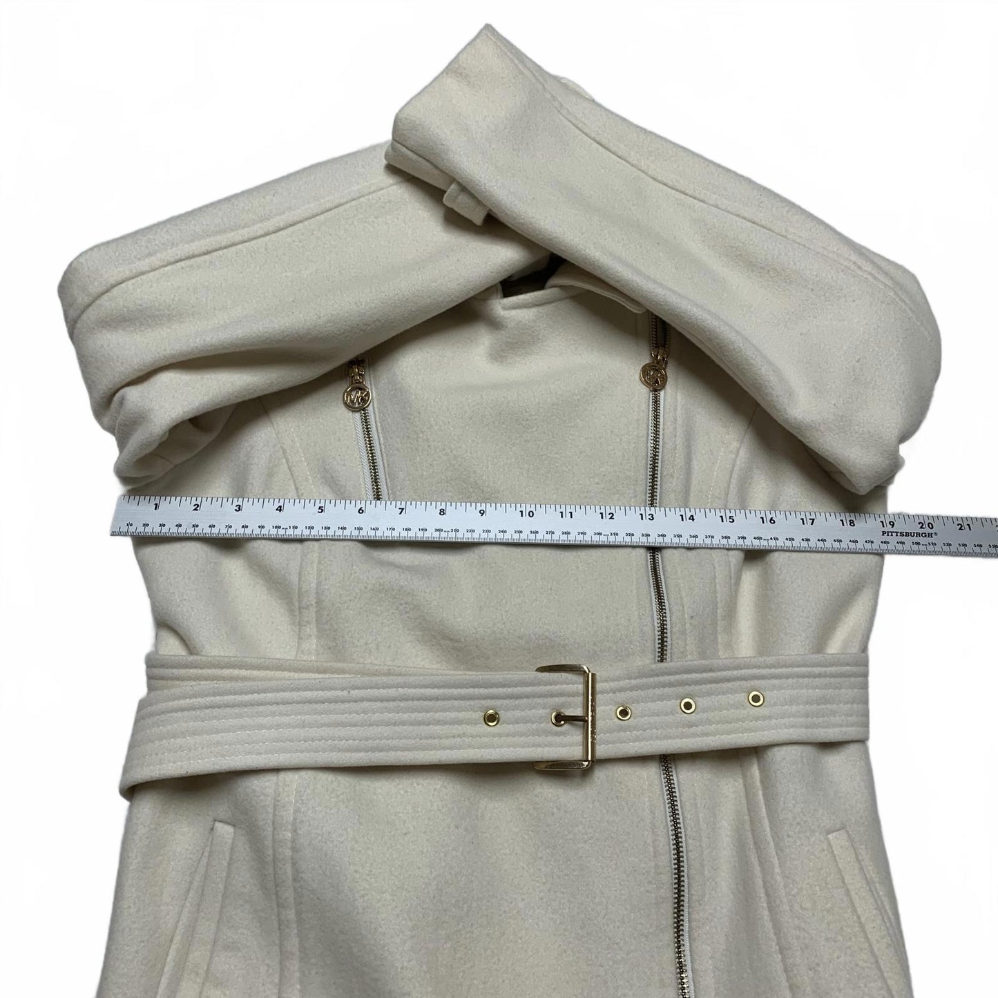 Michael Kors Women's Size 10 Cream Zipped Peacoat