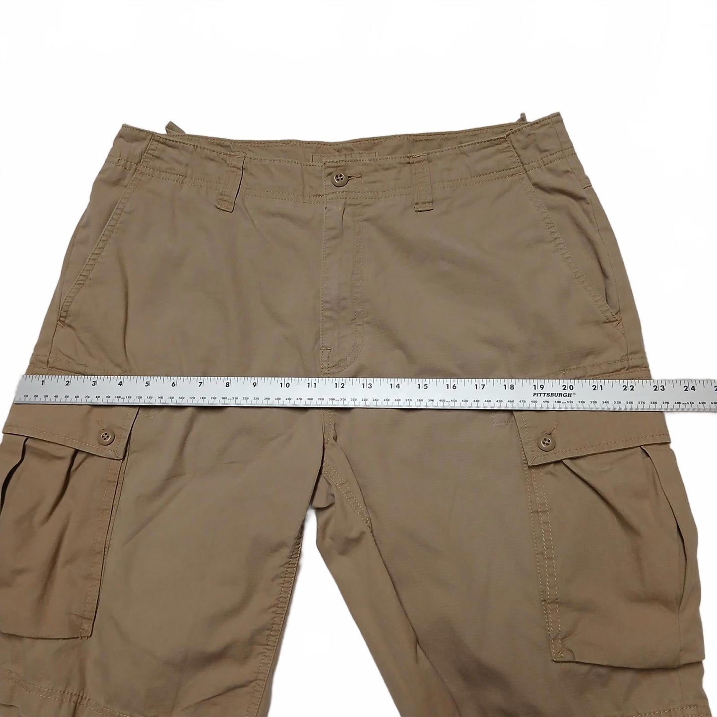 VTG Nautica Jeans Mens Sz 33/33 Khaki Cargo Shorts India W36