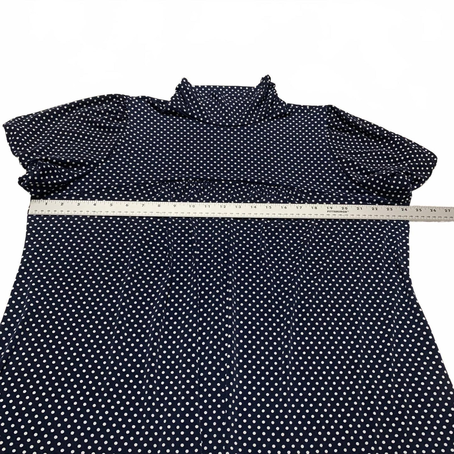 Dressbarn Women's Size 3X Navy White Polka Dot Blouse USA