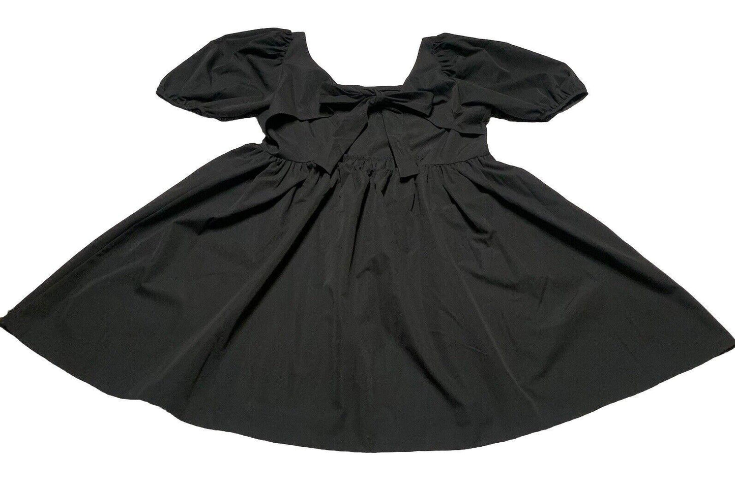 H&M Women’s Size Large Black Sun Dress Puff sleeve Vacation A-Line Cut