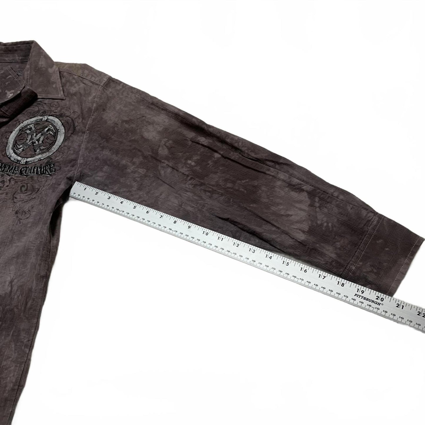 Xtreme Couture Men's Size Large Brown Long Sleeve Night out Shirt Acid Wash