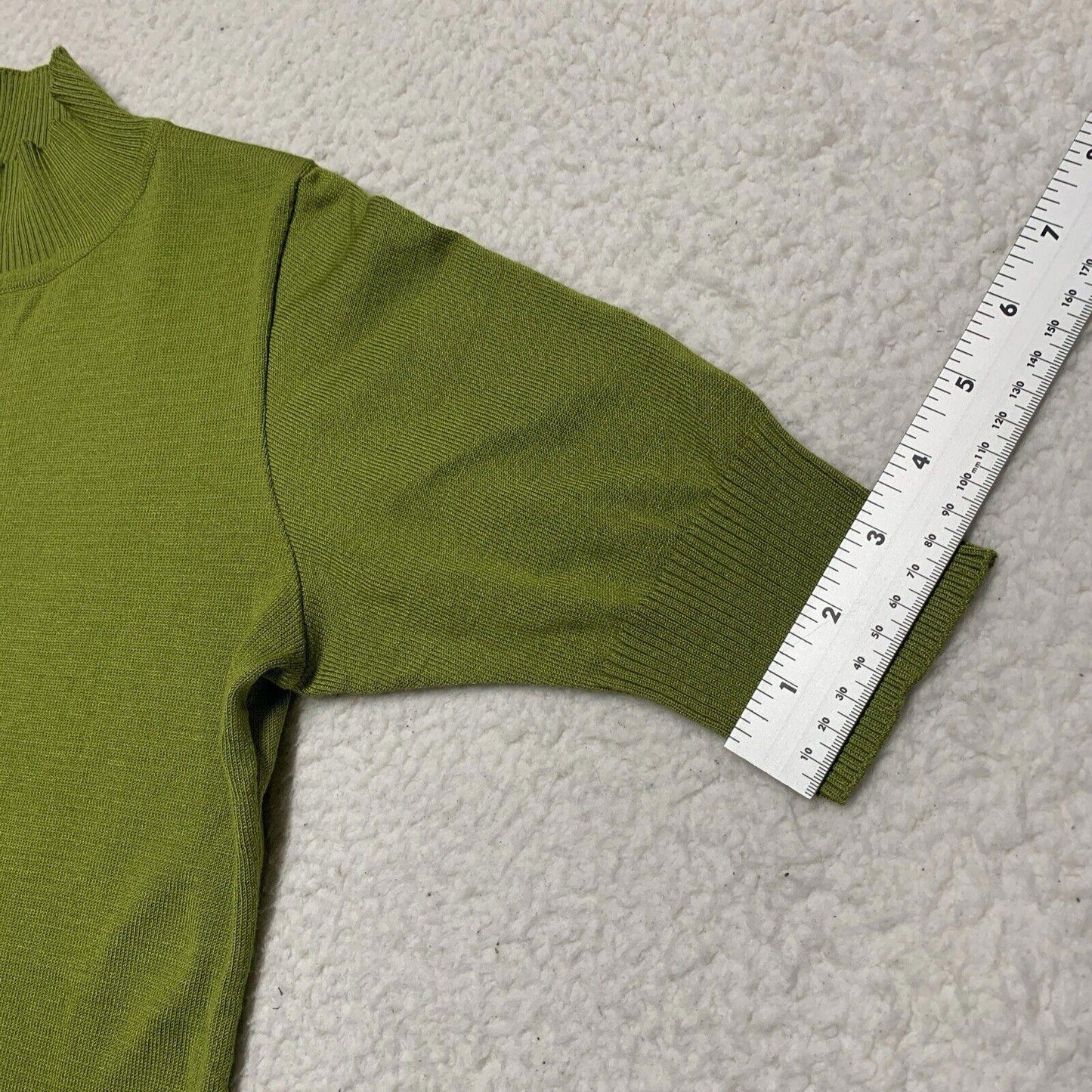 Of White Women’s Size 38 Lime Green Half Sleeve Mock Neck Shirt Stretch Top