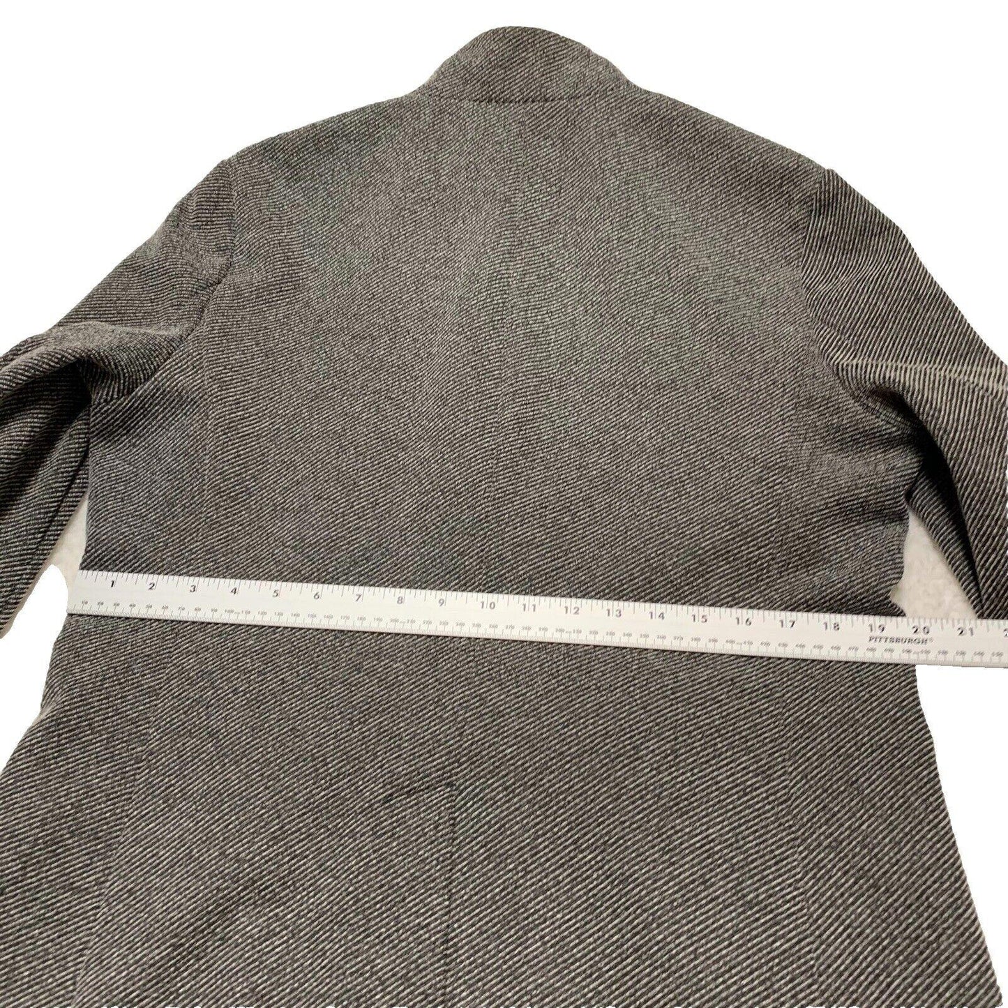 Zara Man buckle High Collar Coat Size 42 Herringbone Gray Made in Turkey