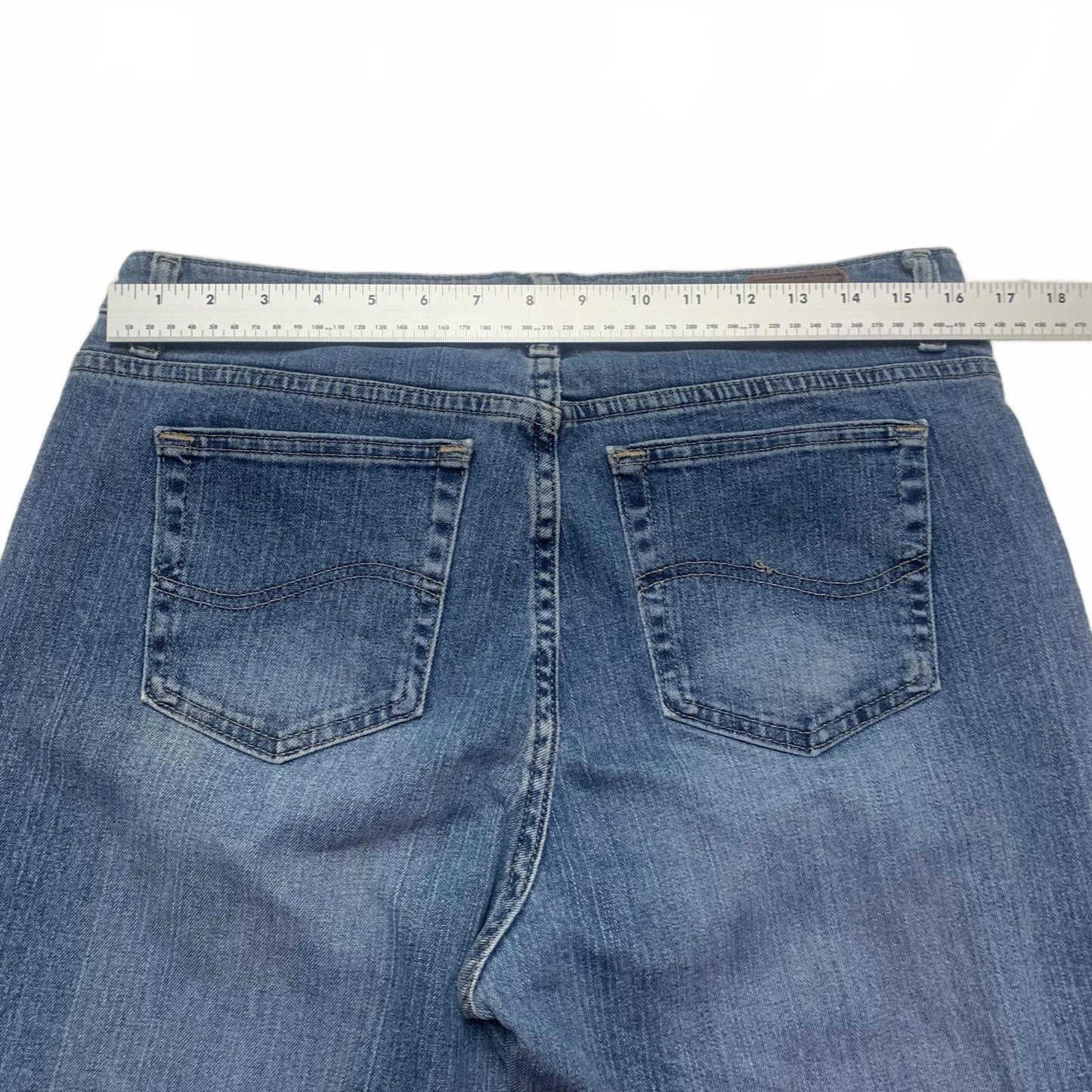 Lee Womens Size 14 Petite Blue Light Wash Natural Straight Leg Jeans