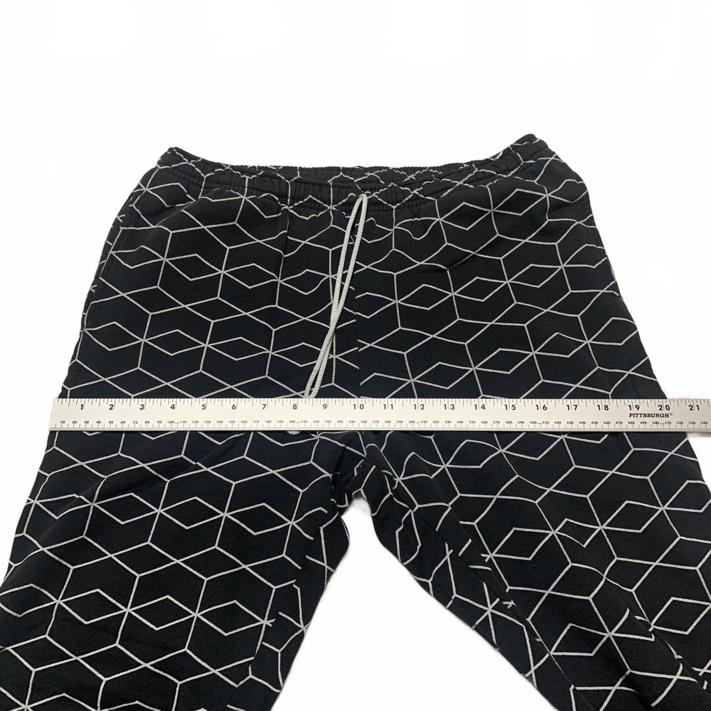 American Apparel Men's Size M Black White Geometric Joggers Pattern Sweatpants