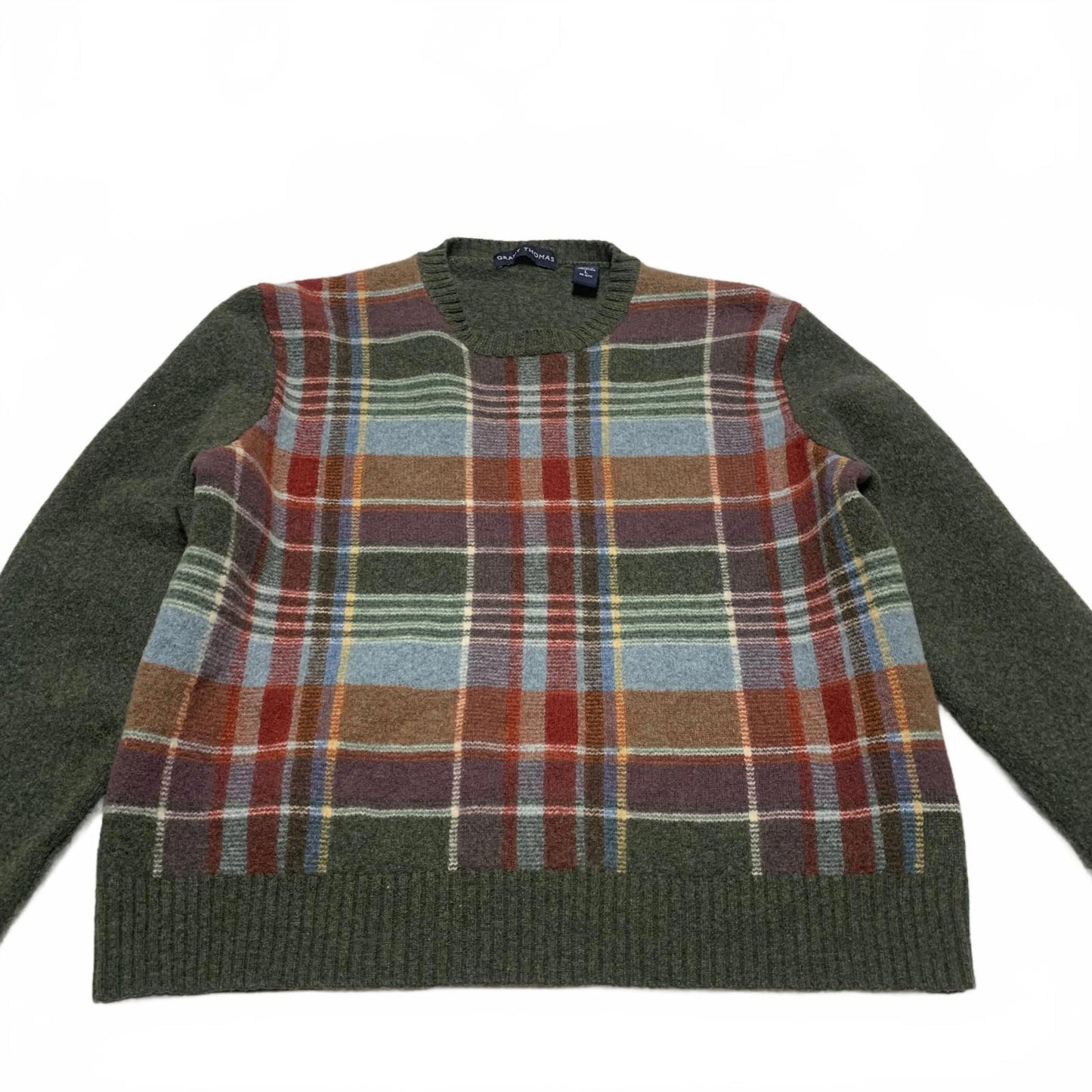 Grant Thomas Men's Size Large Plaid Wool Sweater