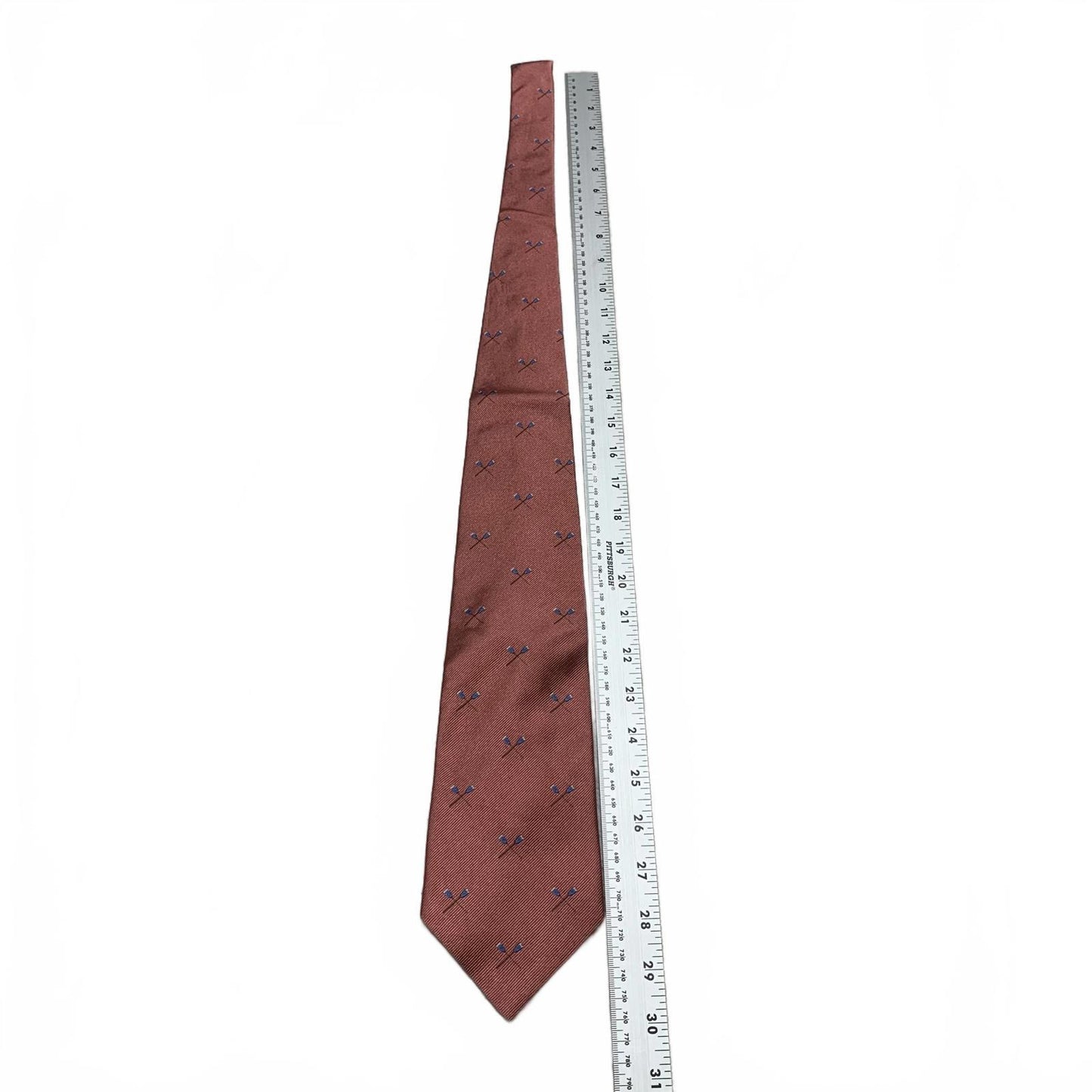 Brooks Brothers Men's OSFA Dusty Rose Silk Tie Blue Pattern USA