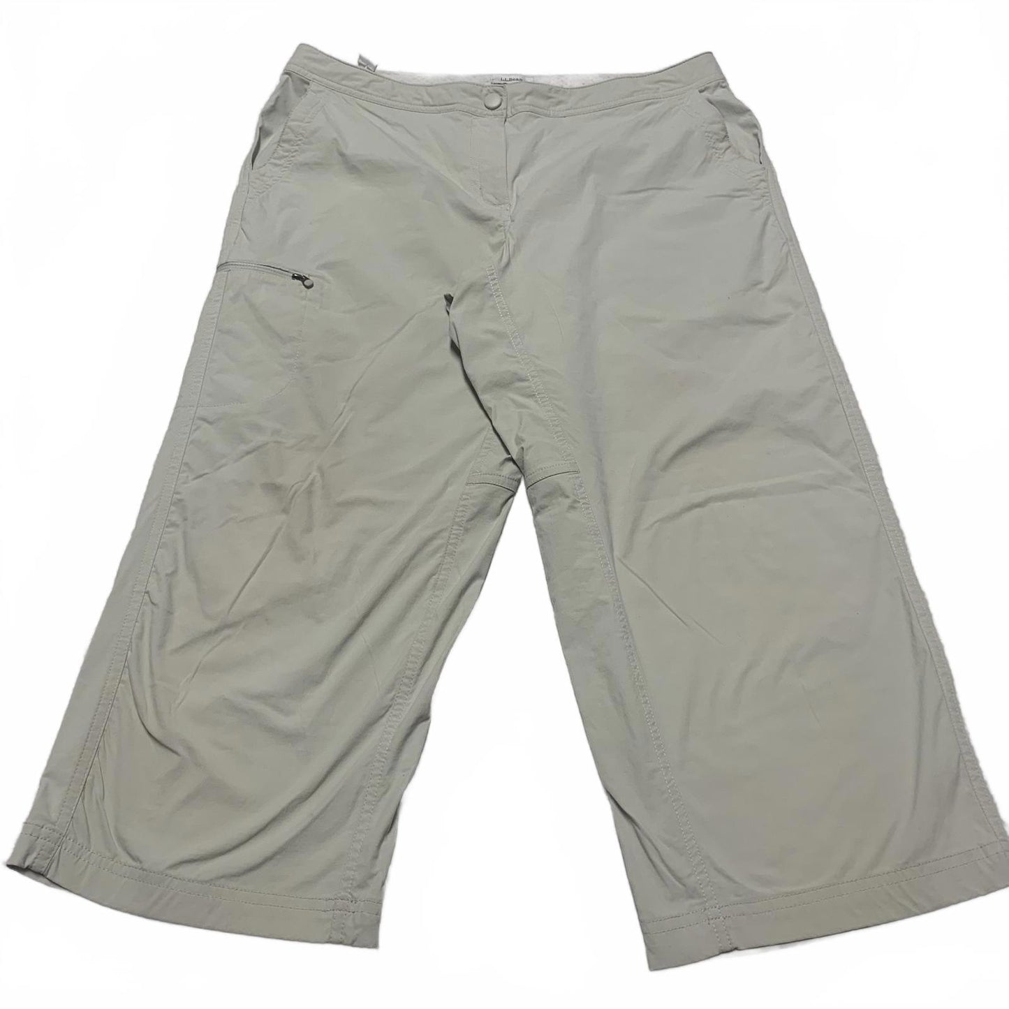 L.L. Bean Womens Sz 12R Beige Cargo Capris Outdoor Activities W34x22.5L