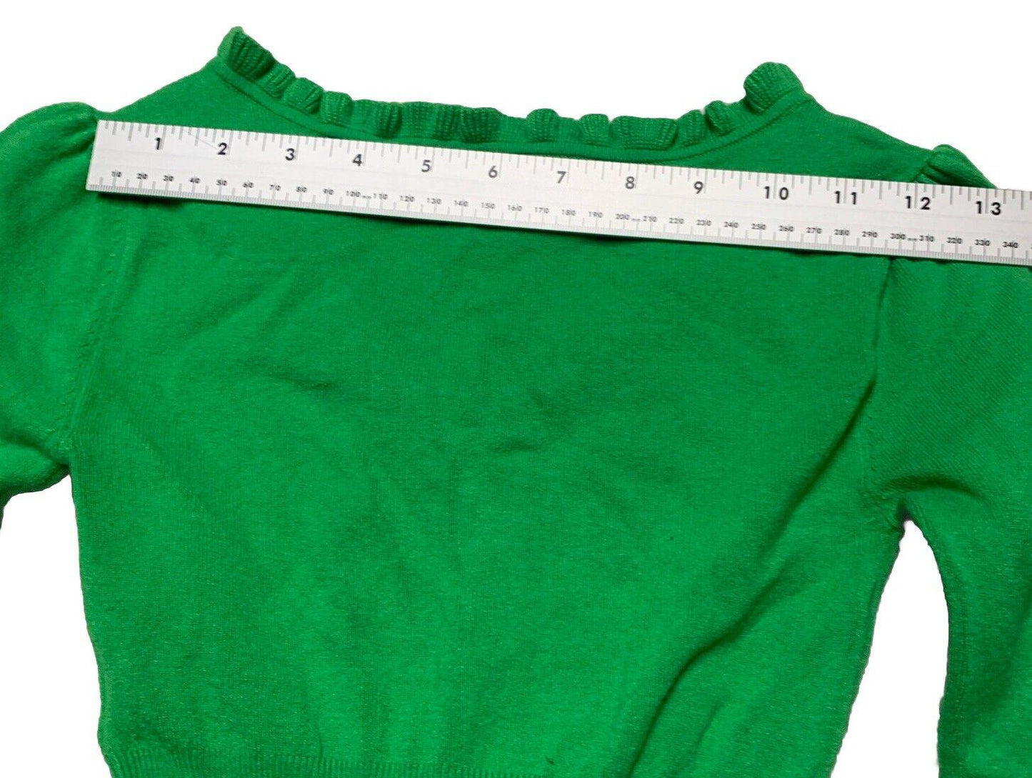 Urban Outfitters Women XS Kelly Green Cropped Button Cardigan Ruffled Collar