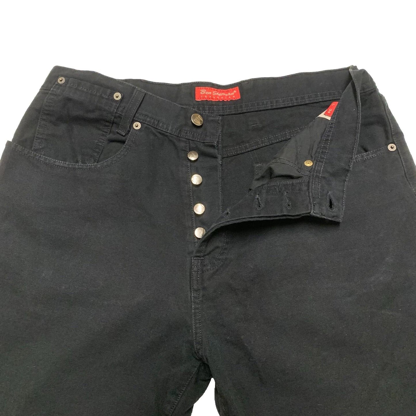Ben Sherman Jeans Men’s Sz W34 Black Button Fly 34 x 32 Actual Made in Italy