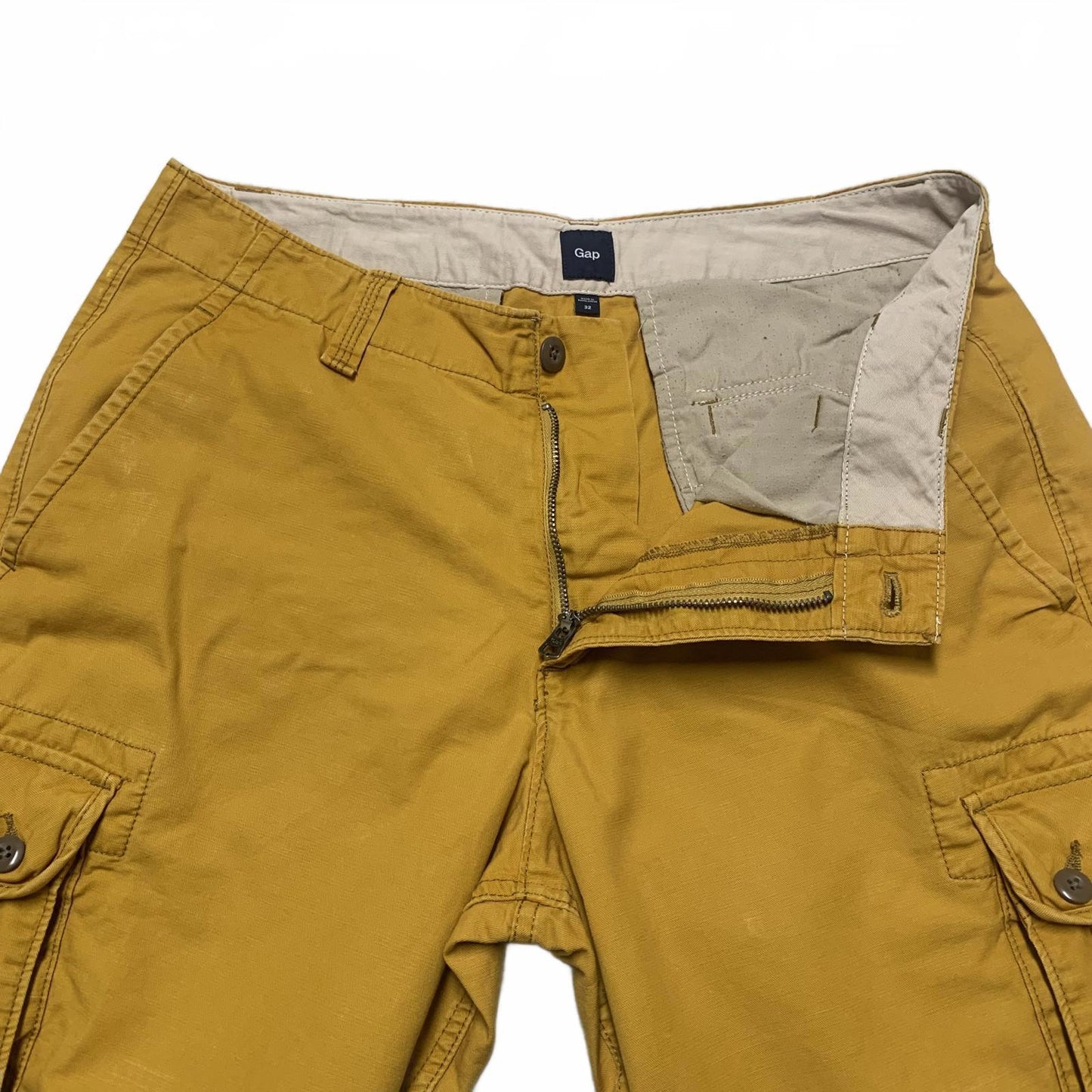 Gap Men's Sz 32 Yellow Cargo Shorts Casual Comfort W33 Gold