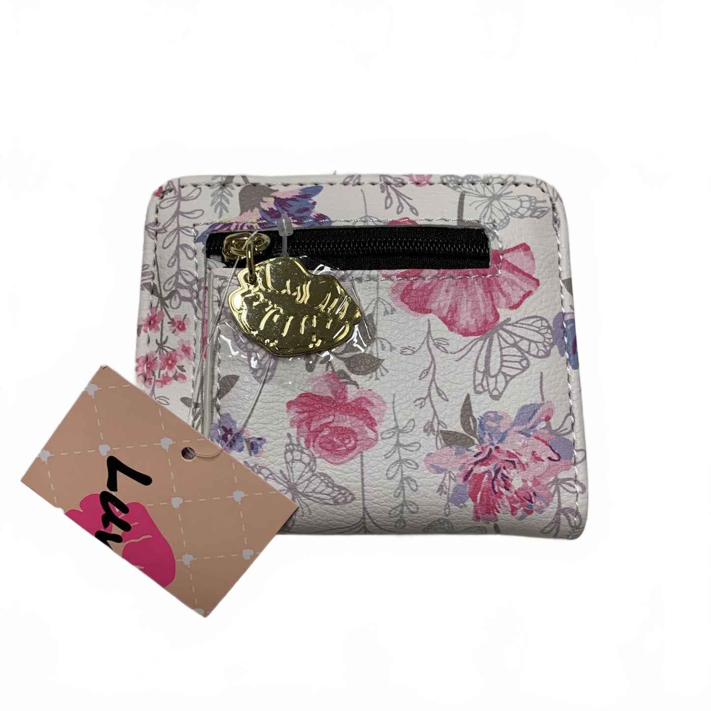 Girls White Pastel Floral Pattern 3"1/4x4" Bifold Snap Wallet by LB Money