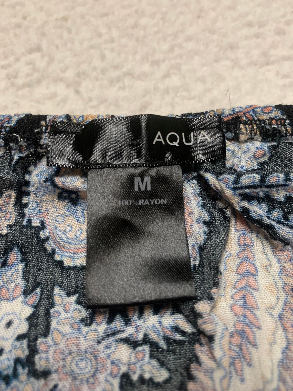 Aqua Womens Sz M Floral Print Maxi Dress Short Sleeve Rayon