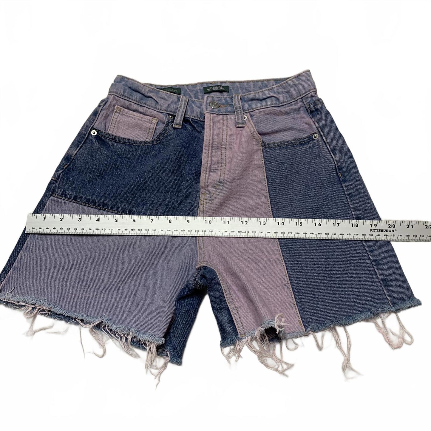 Wild Fable Womens Sz 0 Blue Pink Patchwork Denim Shorts 24.5