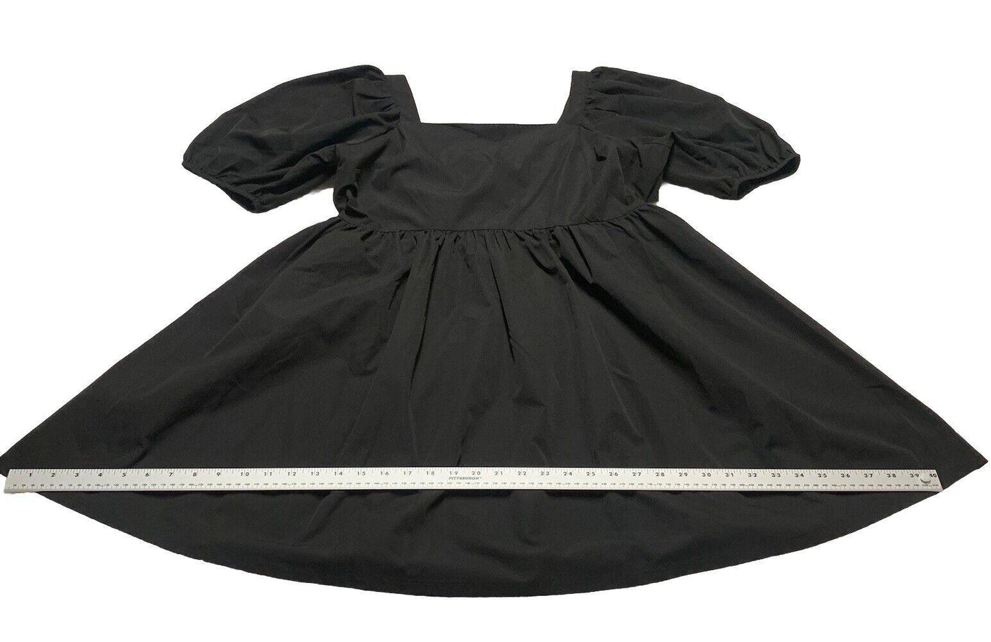 H&M Women’s Size Large Black Sun Dress Puff sleeve Vacation A-Line Cut